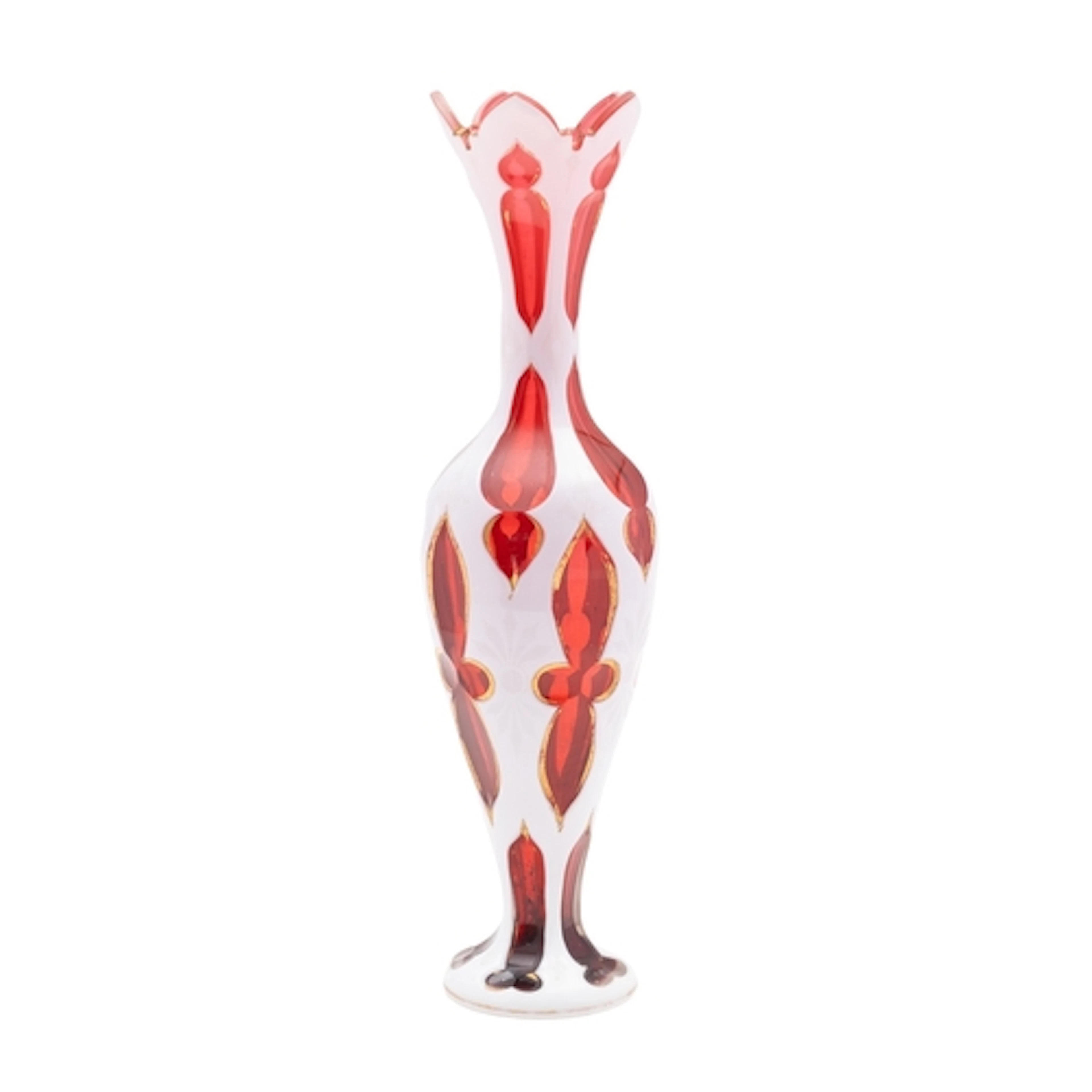 A Bohemian ruby and white overlay glass vase, 19th century o...