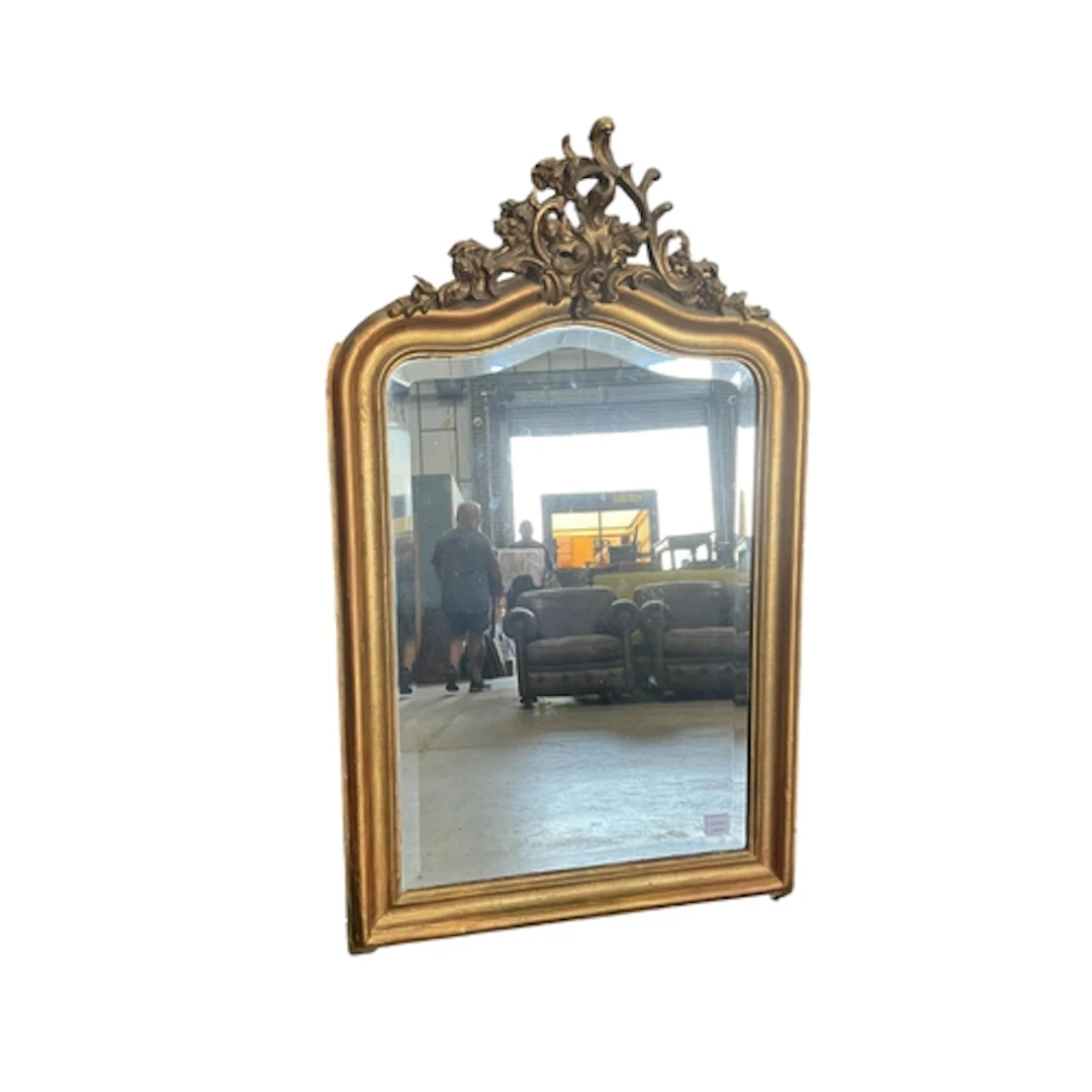 A 19th century French giltwood and composition overmantel mi...
