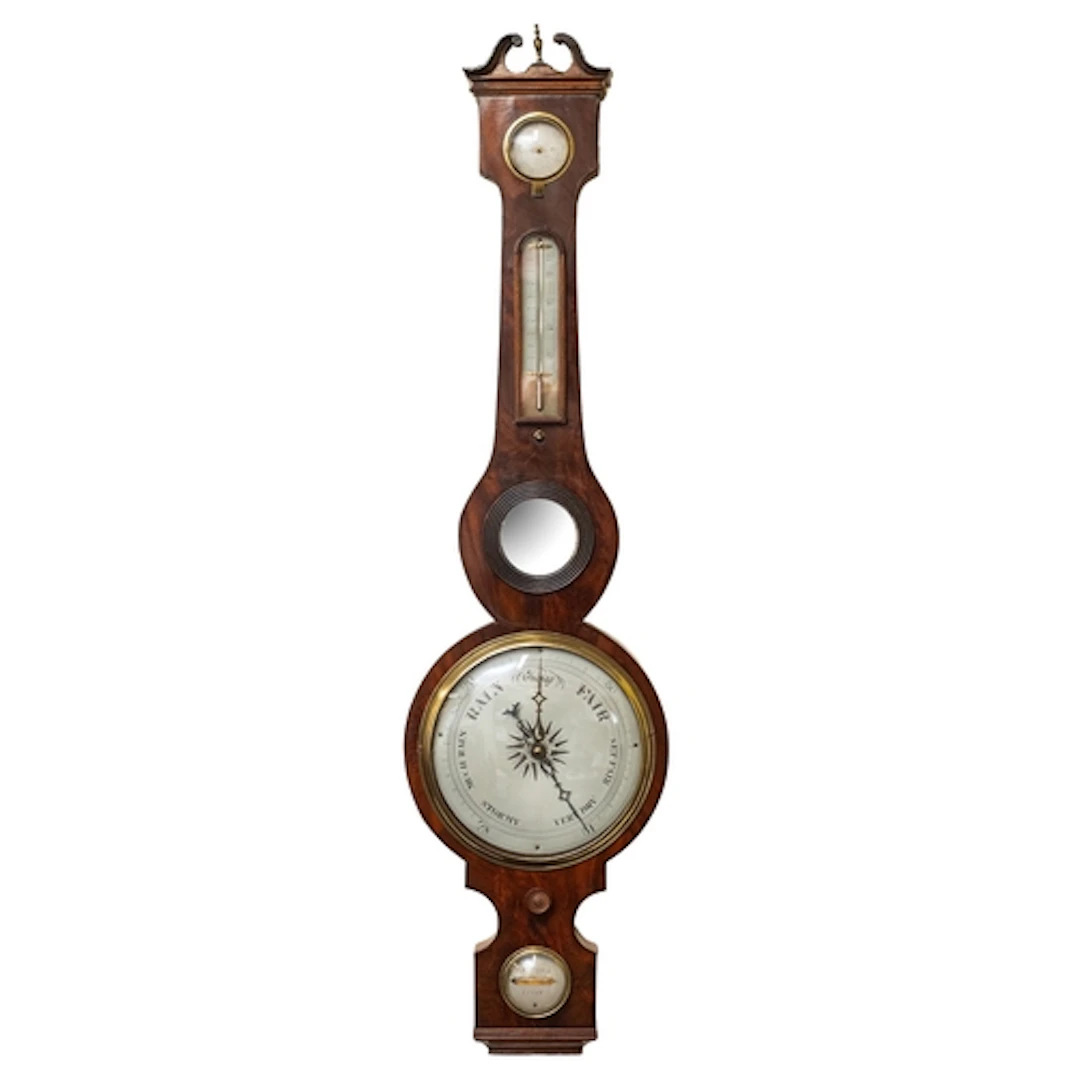 P. Mantova, Luton, a mahogany wheel barometer the eight-inch...