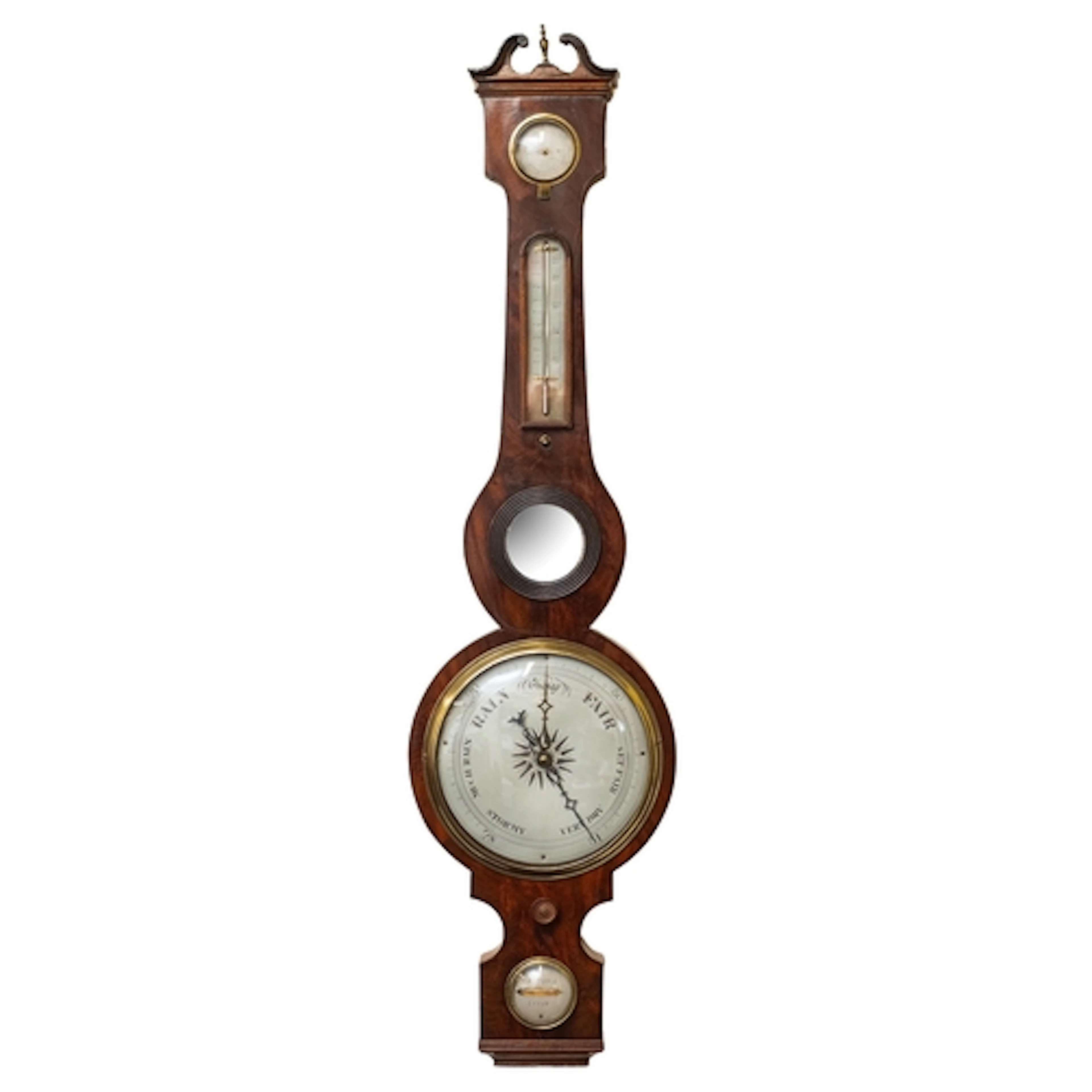 P. Mantova, Luton, a mahogany wheel barometer the eight-inch...