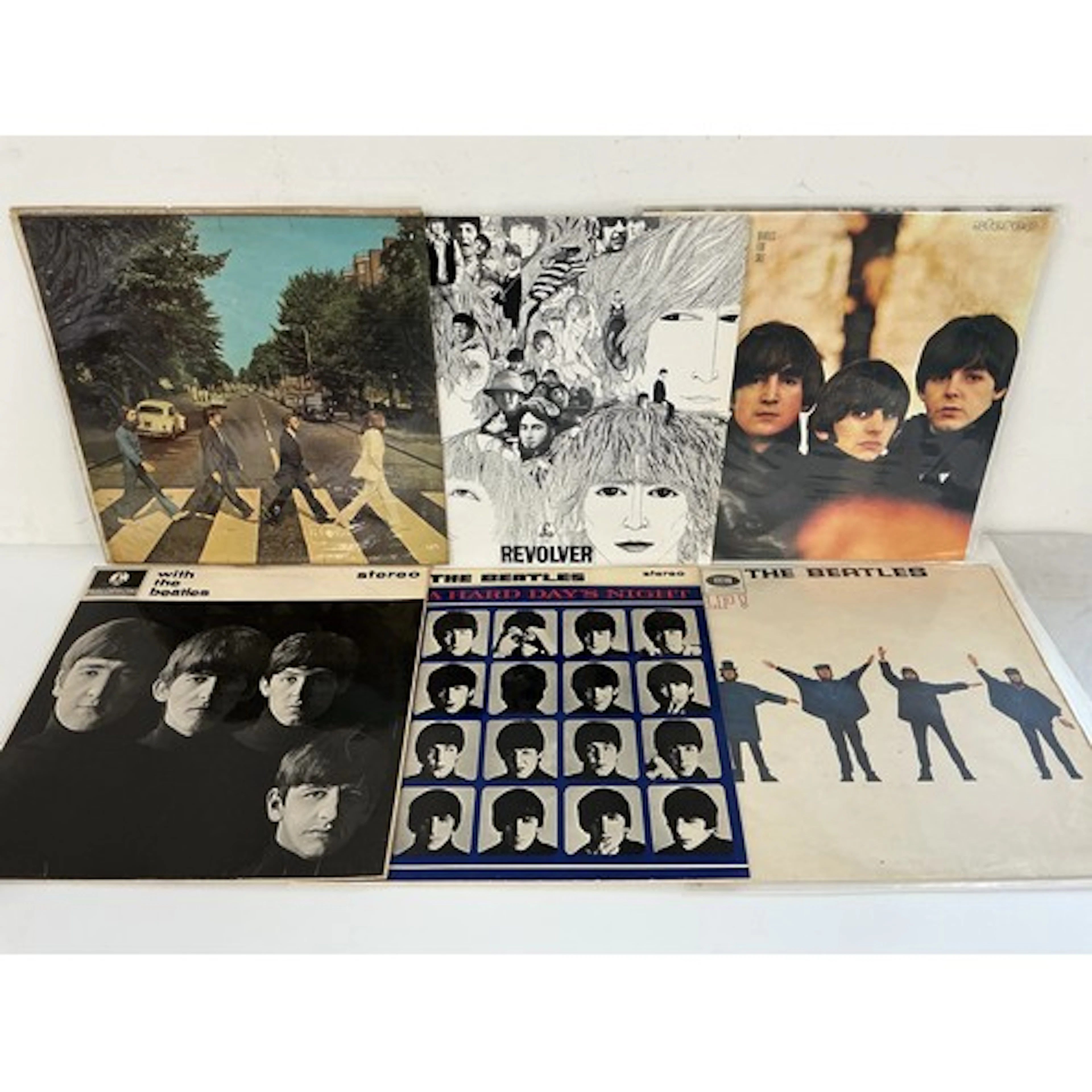 Six Beatles LPs comprising reissues of Revolver, Beatles For...