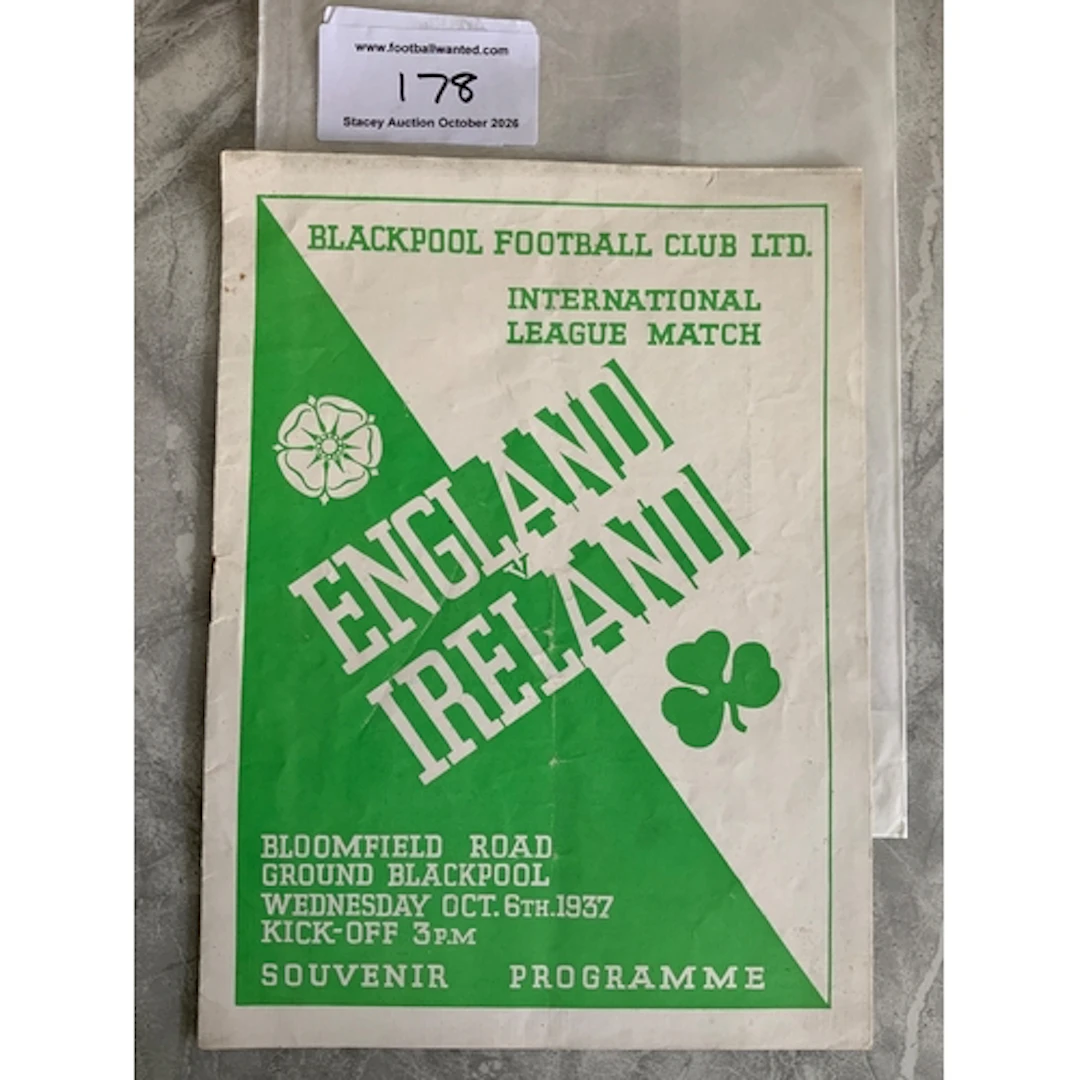 1937 Football League v Ireland League Football Programme: Go...