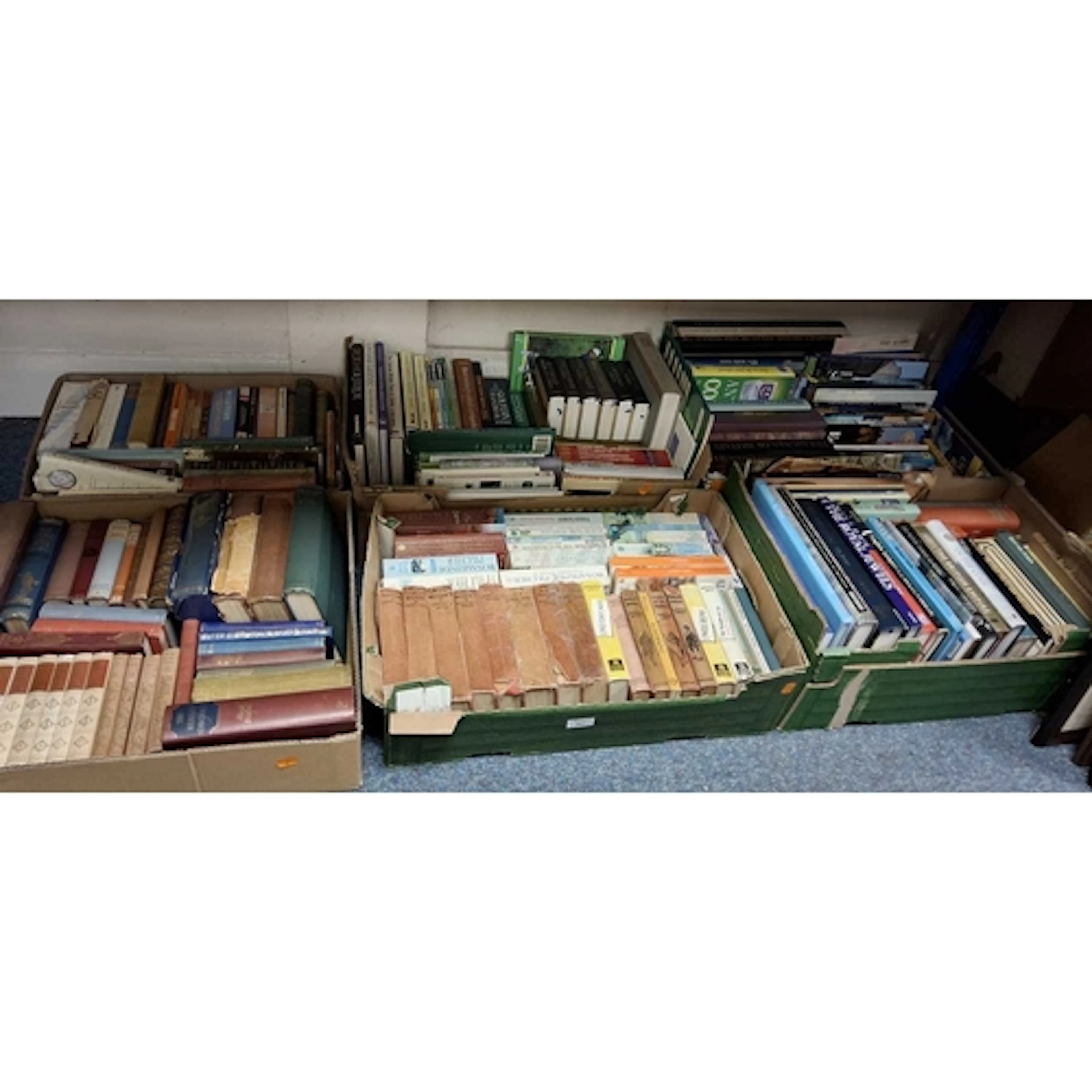 SIX BOXES OF BOOKS, approximately one hundred and eighty har...
