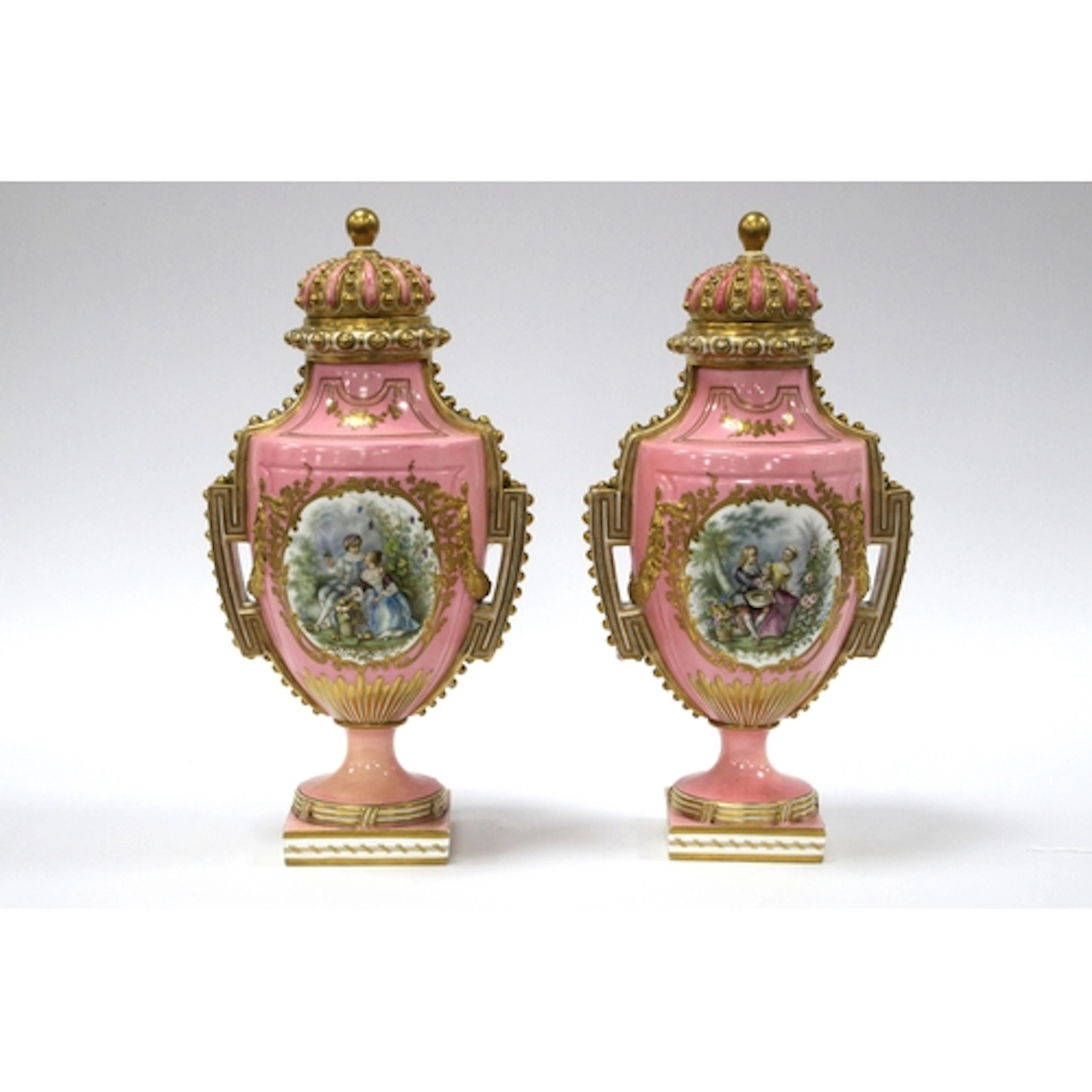 A Pair of John Rose and Co, Coalbrookdale Porcelain Vases an...