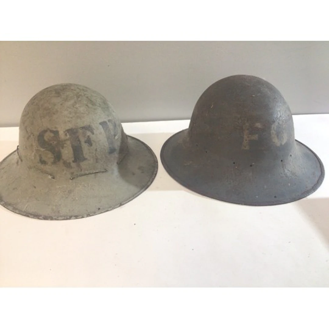 Two Fire Patrol Steel helmets SFP & FG (2)