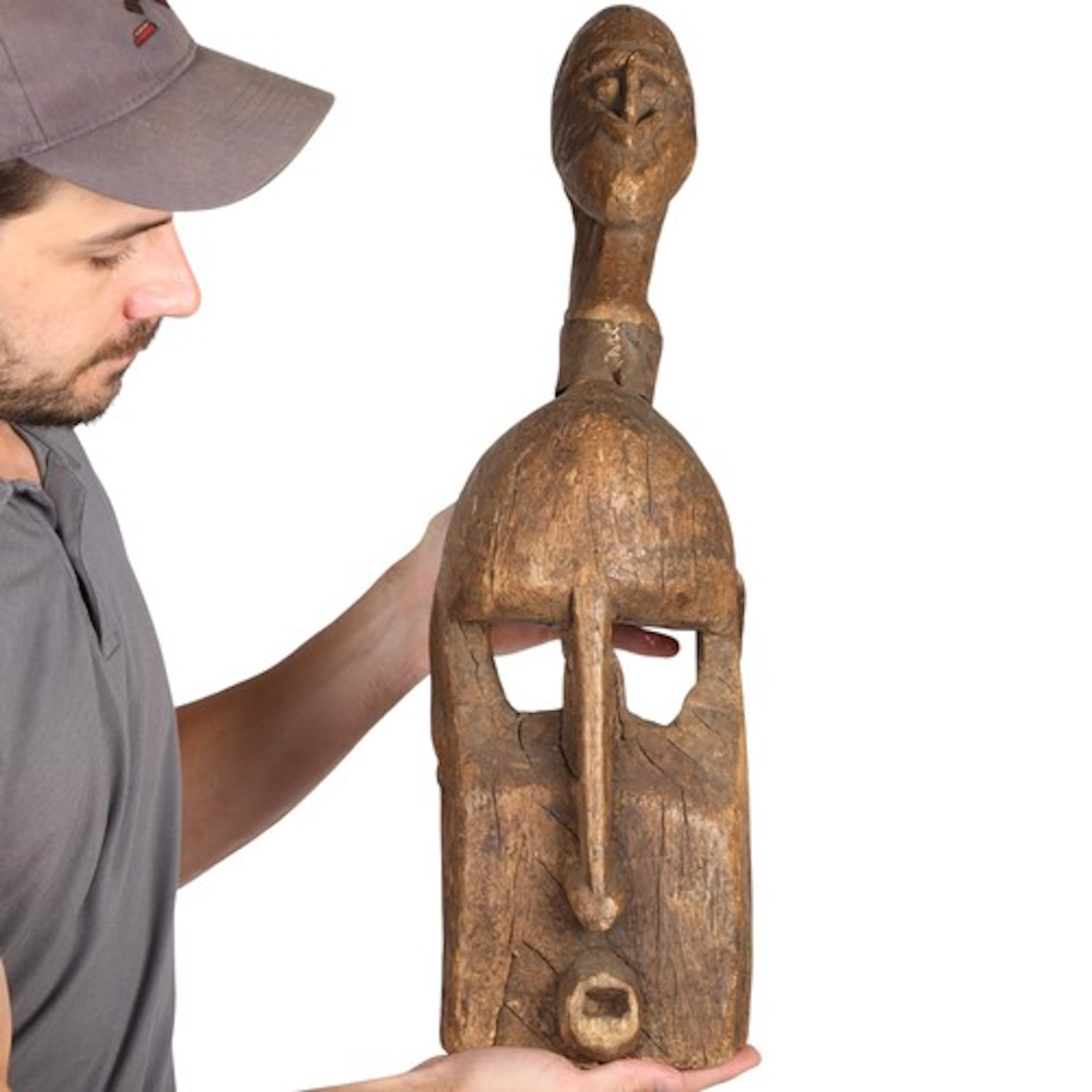 A Dogon Tribal mask, Mali West Africa, carved wood surmounte...