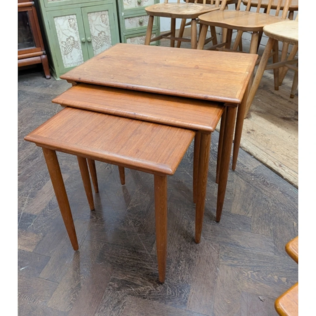 Nest of three vintage teak coffee tables
