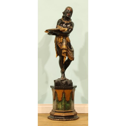 A Venetian parcel-gilt and polychrome decorated blackamoor f...