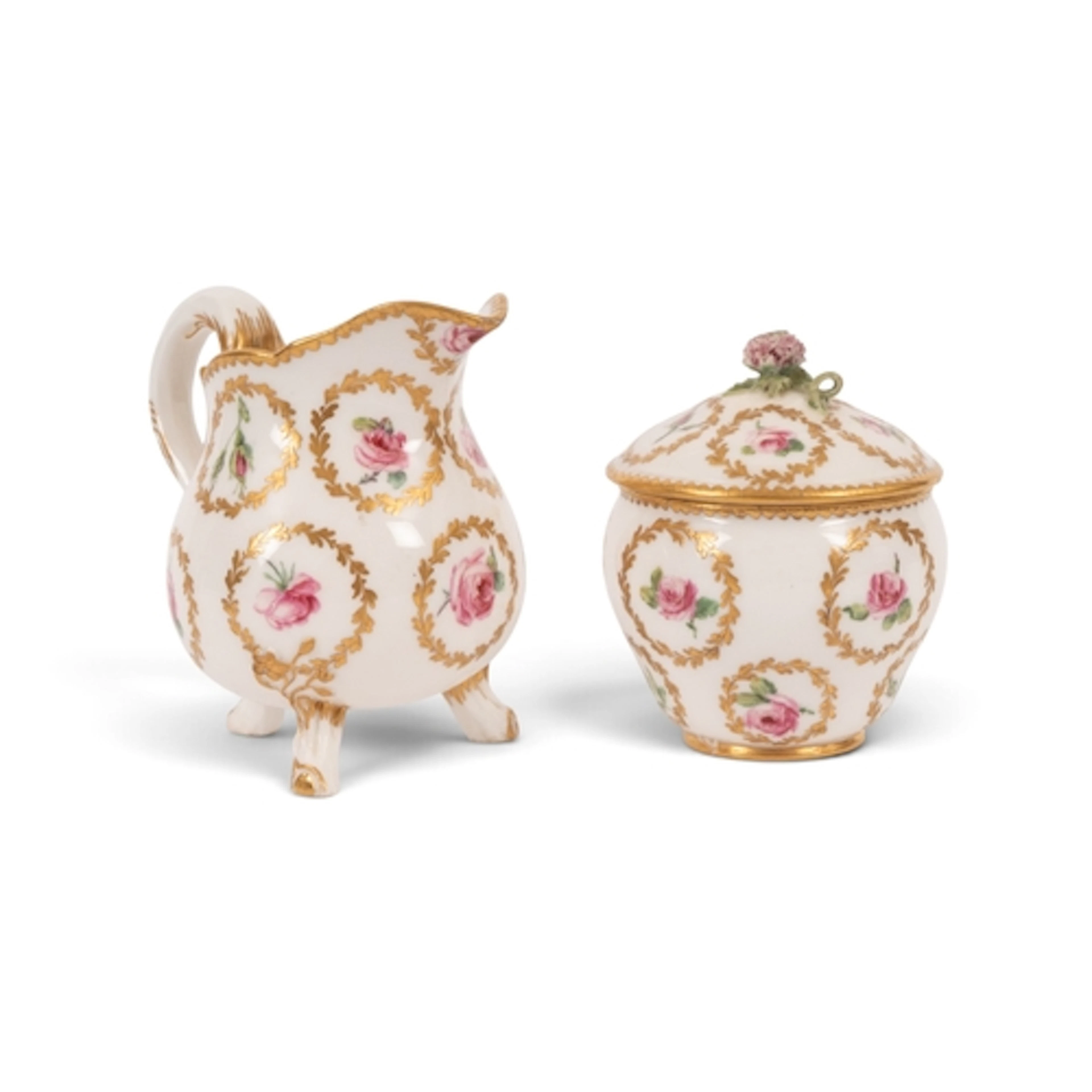 A small Sèvres sucrier and cover (pot à sucre Hebert) and a ...