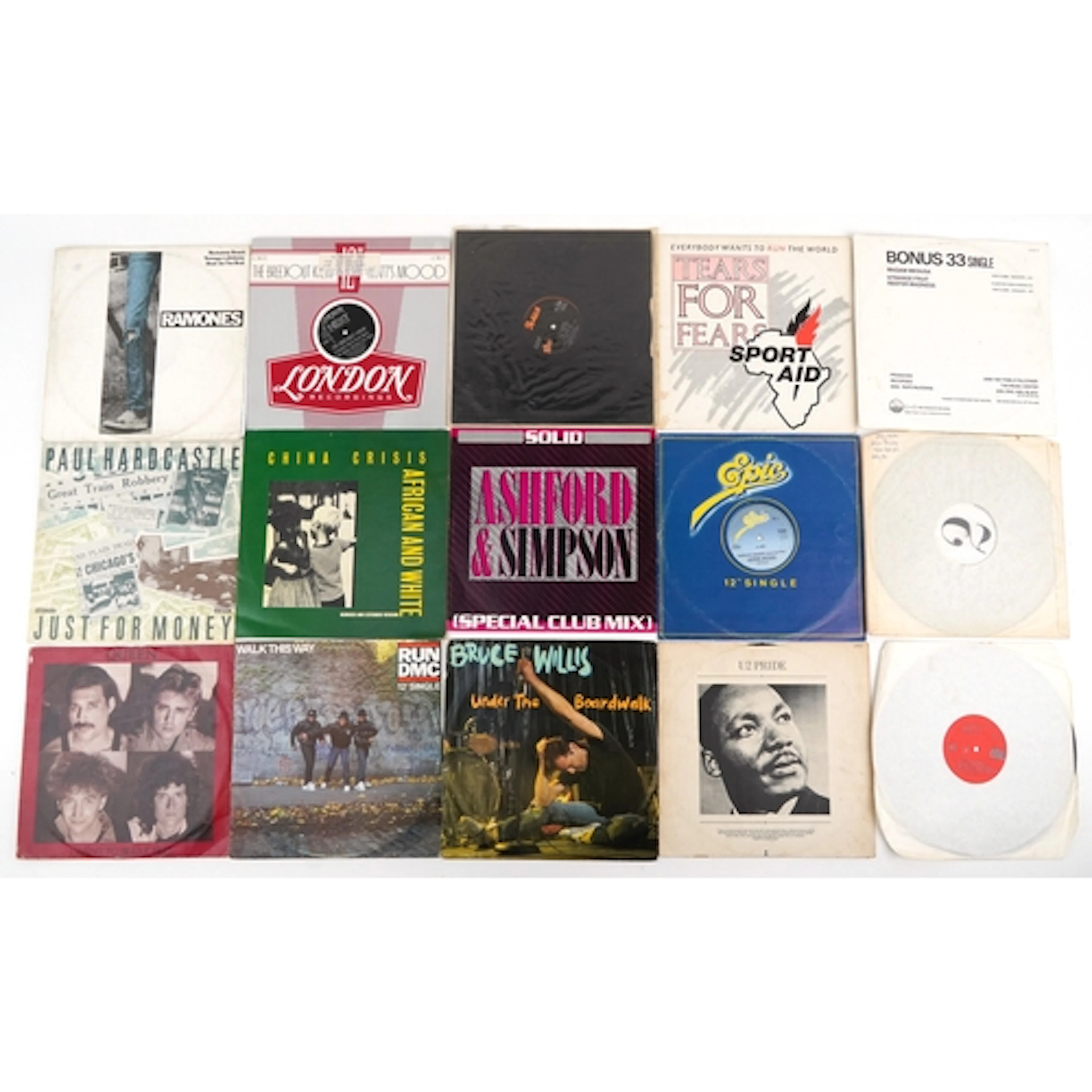 Collection of vinyl LP records including Bruce Willis, U2, U...