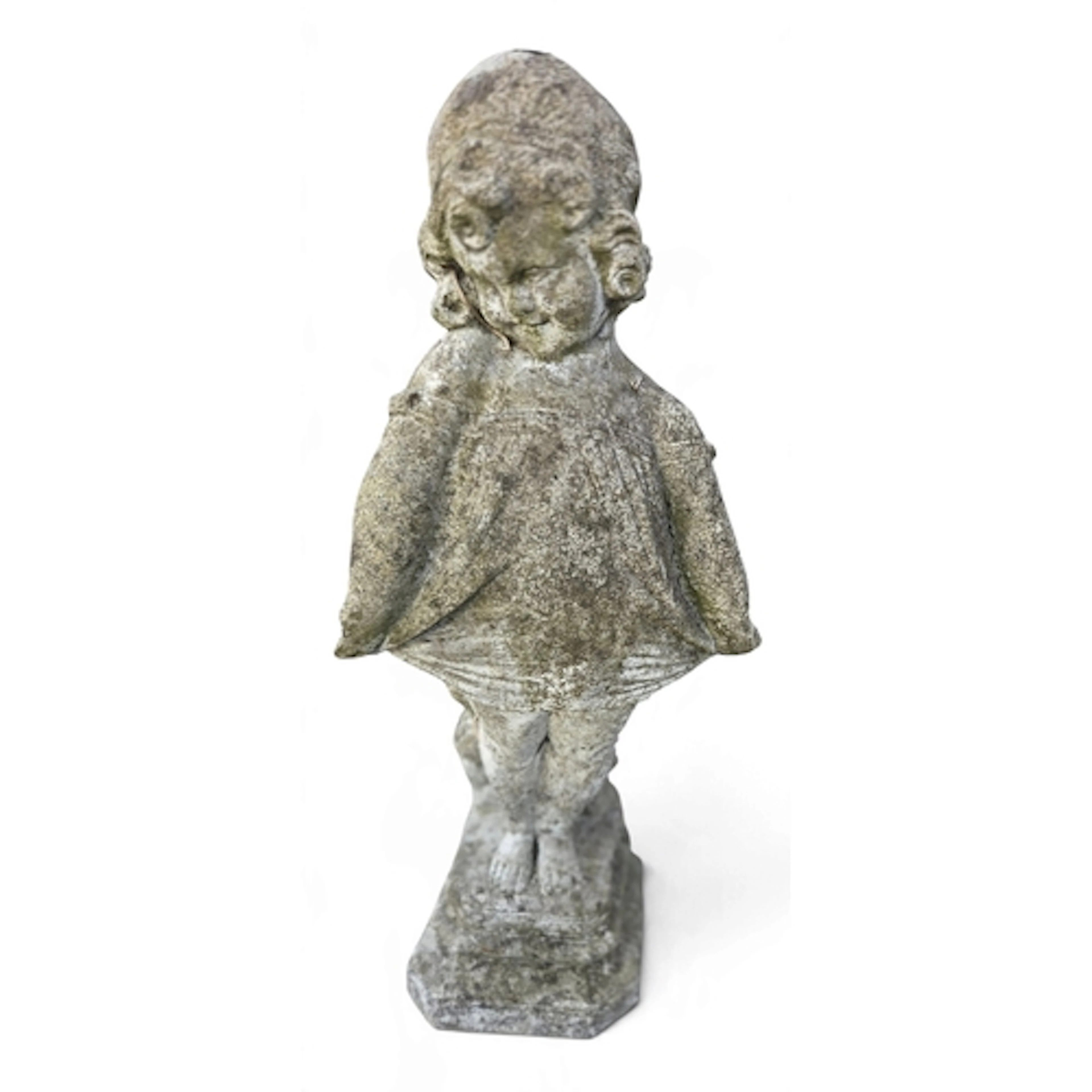 A Stone ornament Figure of a girl. H 57 cm approx.