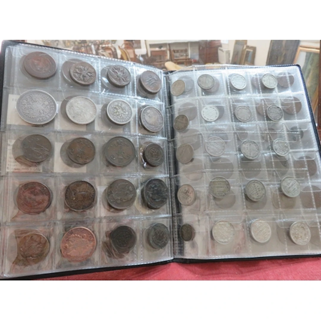 Red album, containing a collection of Russian coinage, 18th,...
