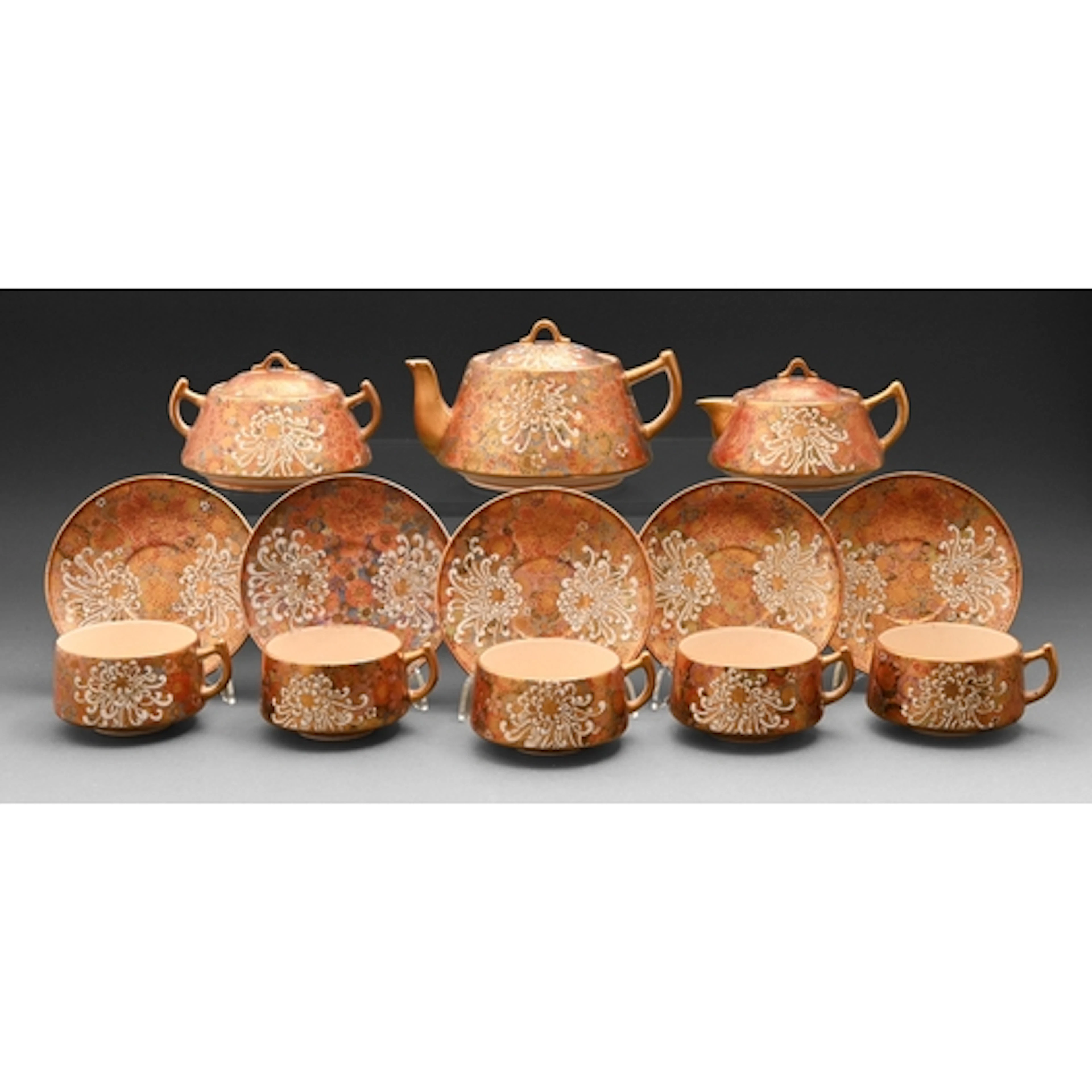 A Japanese Satsuma tea service, Taisho period, painted with ...