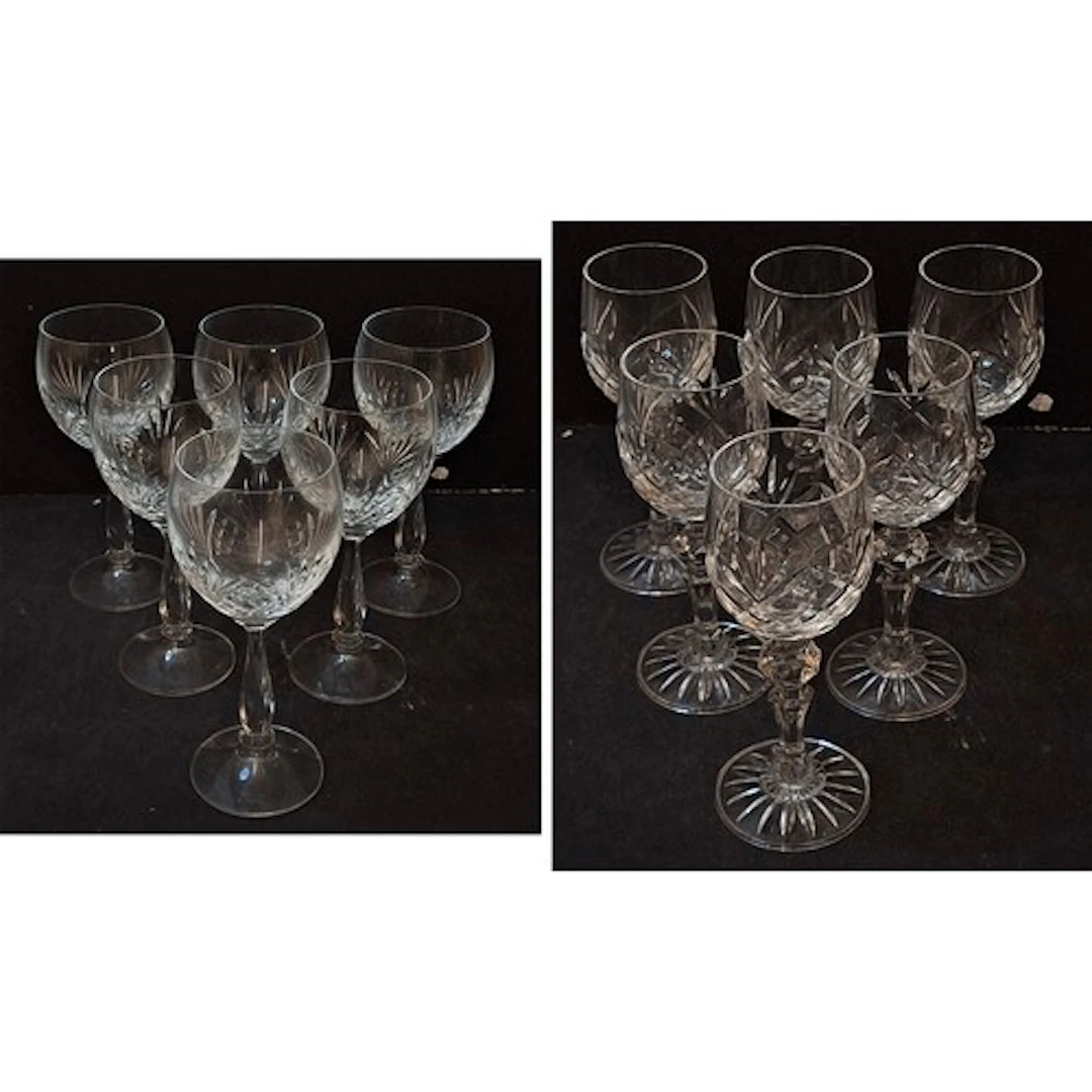 6 Crystal Red Wine Goblets approx. 18cm H & 6 Small White Wi...