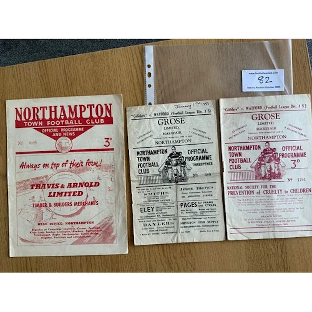 1950s Northampton v Watford Football Programmes: 51/52, 52/5...