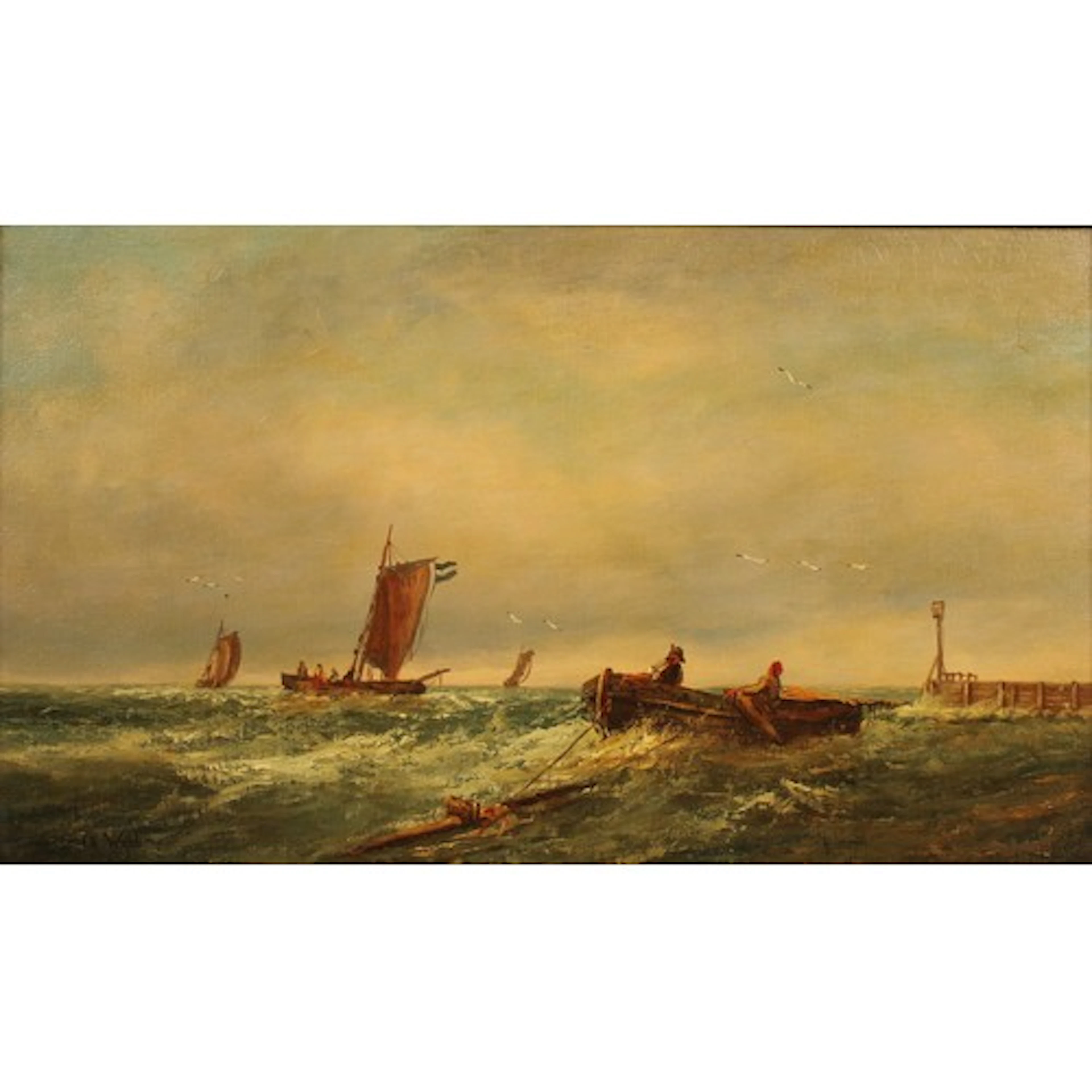 Charles Webb (19th century) Rowing Out signed, oil on panel,...
