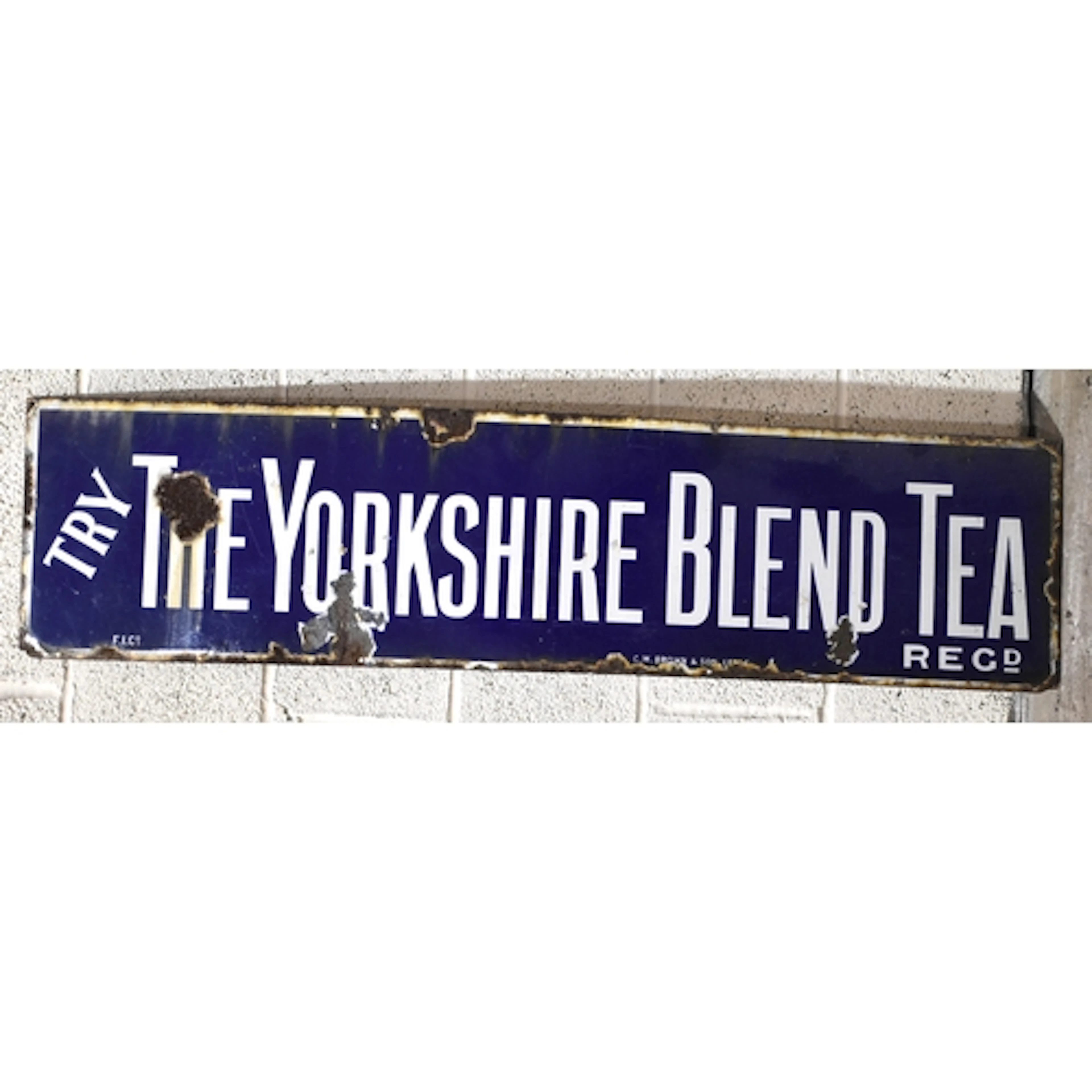 A "Try The Yorkshire Blend Tea" enamelled advertising sign" ...