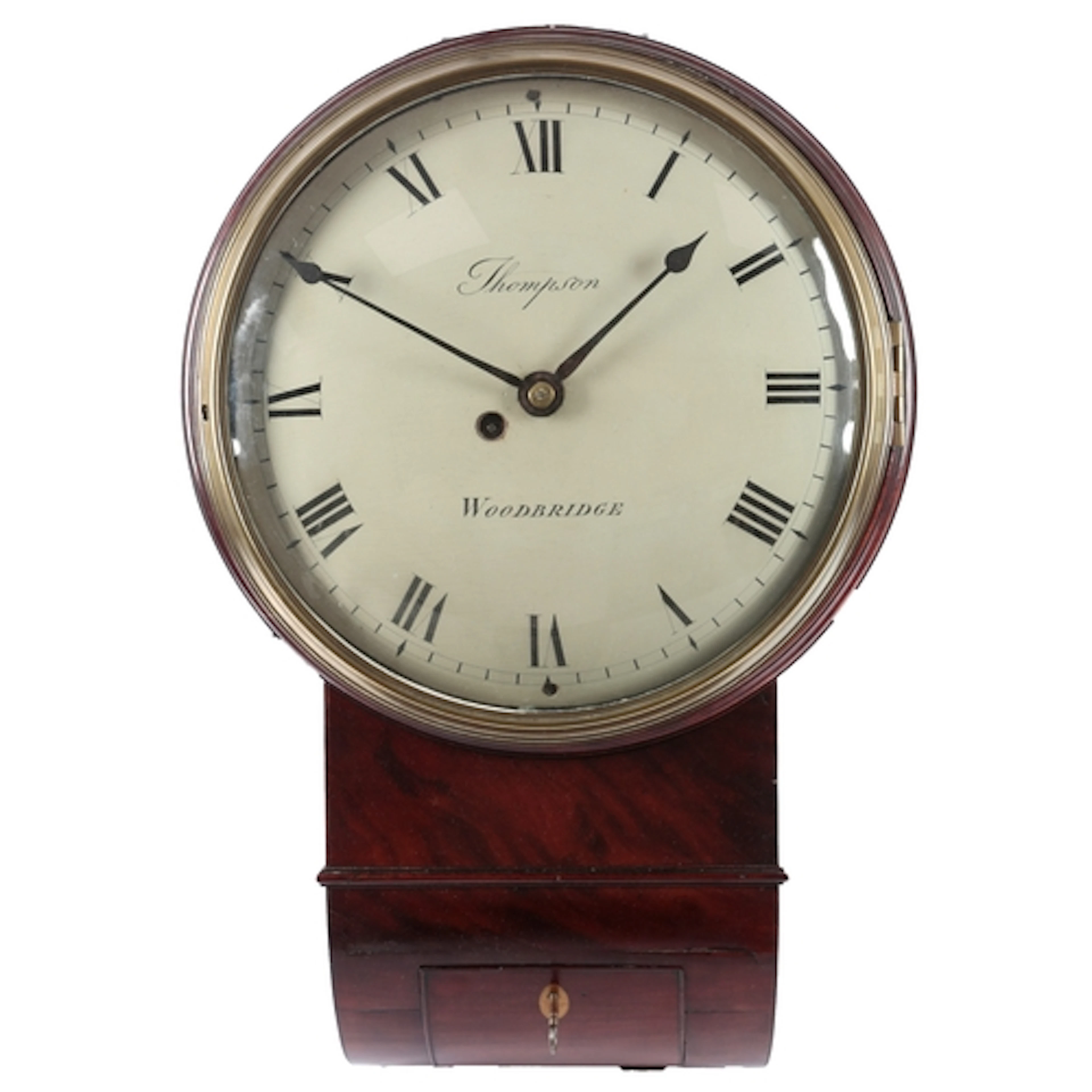 A George III mahogany fusee drop dial wall timepiece, with p...