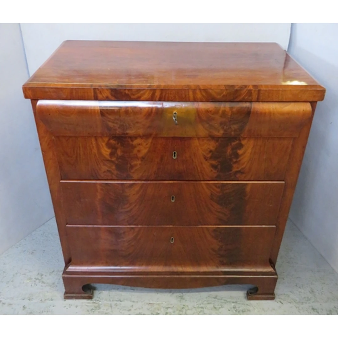 Antique Mahogany Veneered Chest of Drawers Biedermeier Style...