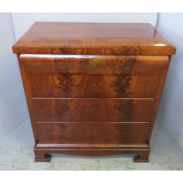 Antique Mahogany Veneered Chest of Drawers Biedermeier Style...