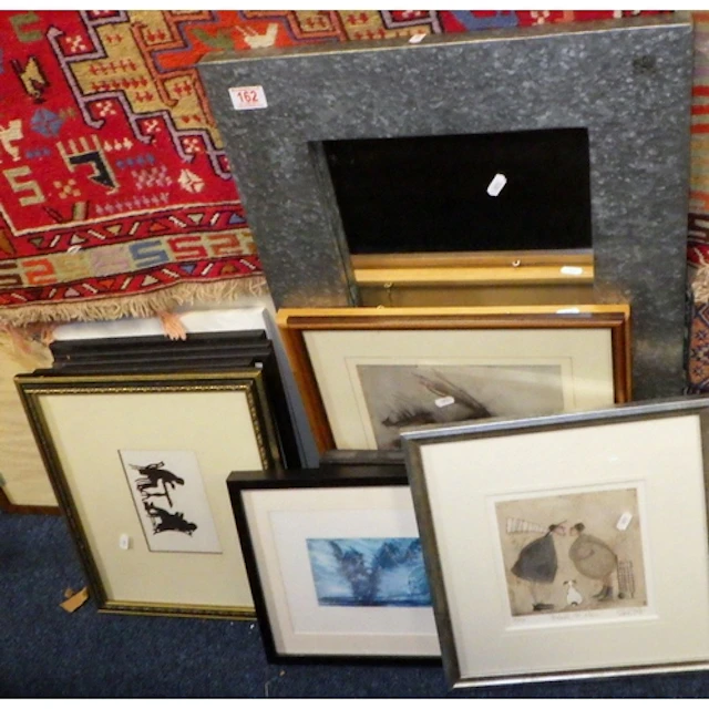 A qty of prints and a mirror