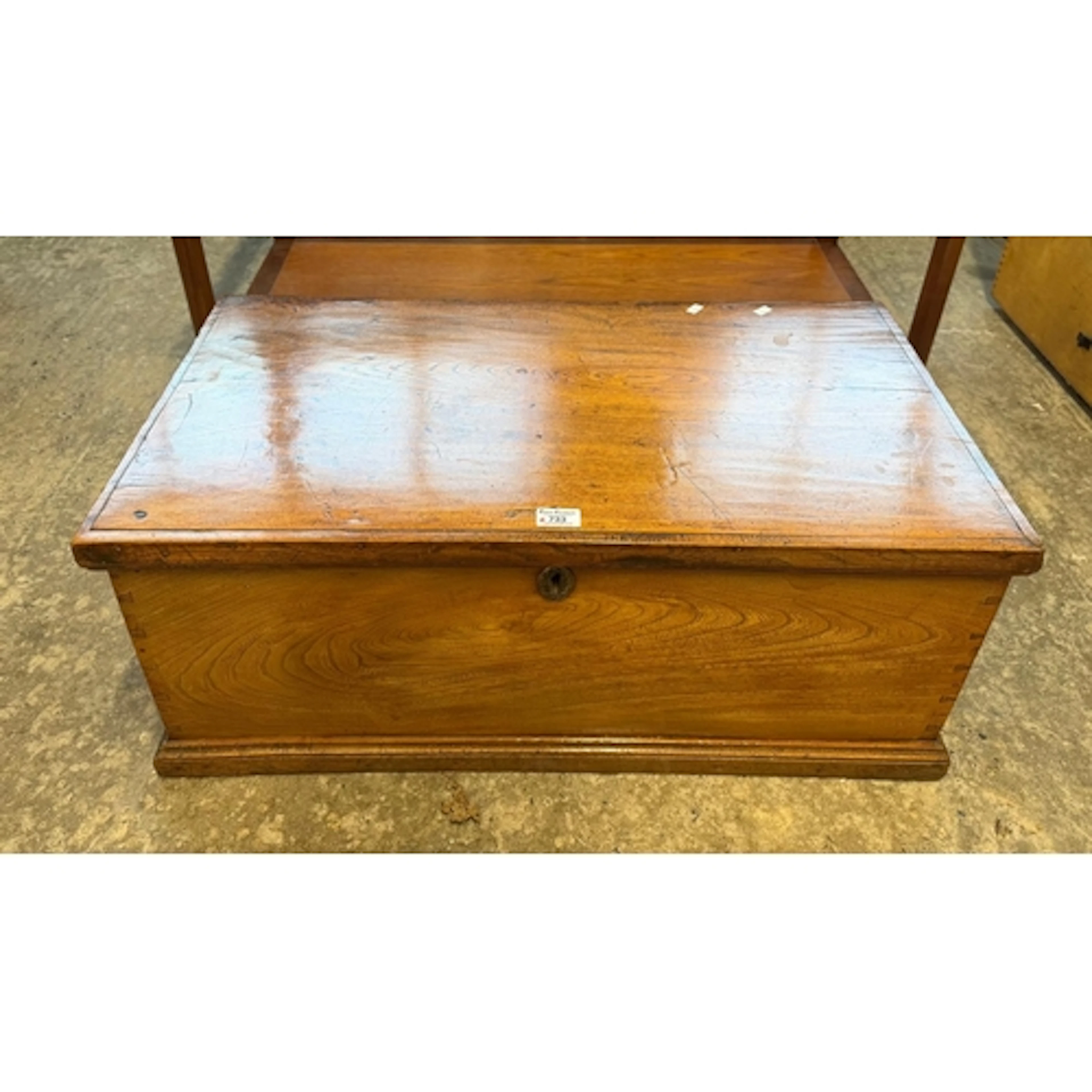 19th century elm and pine trunk, of rectangular form, with c...