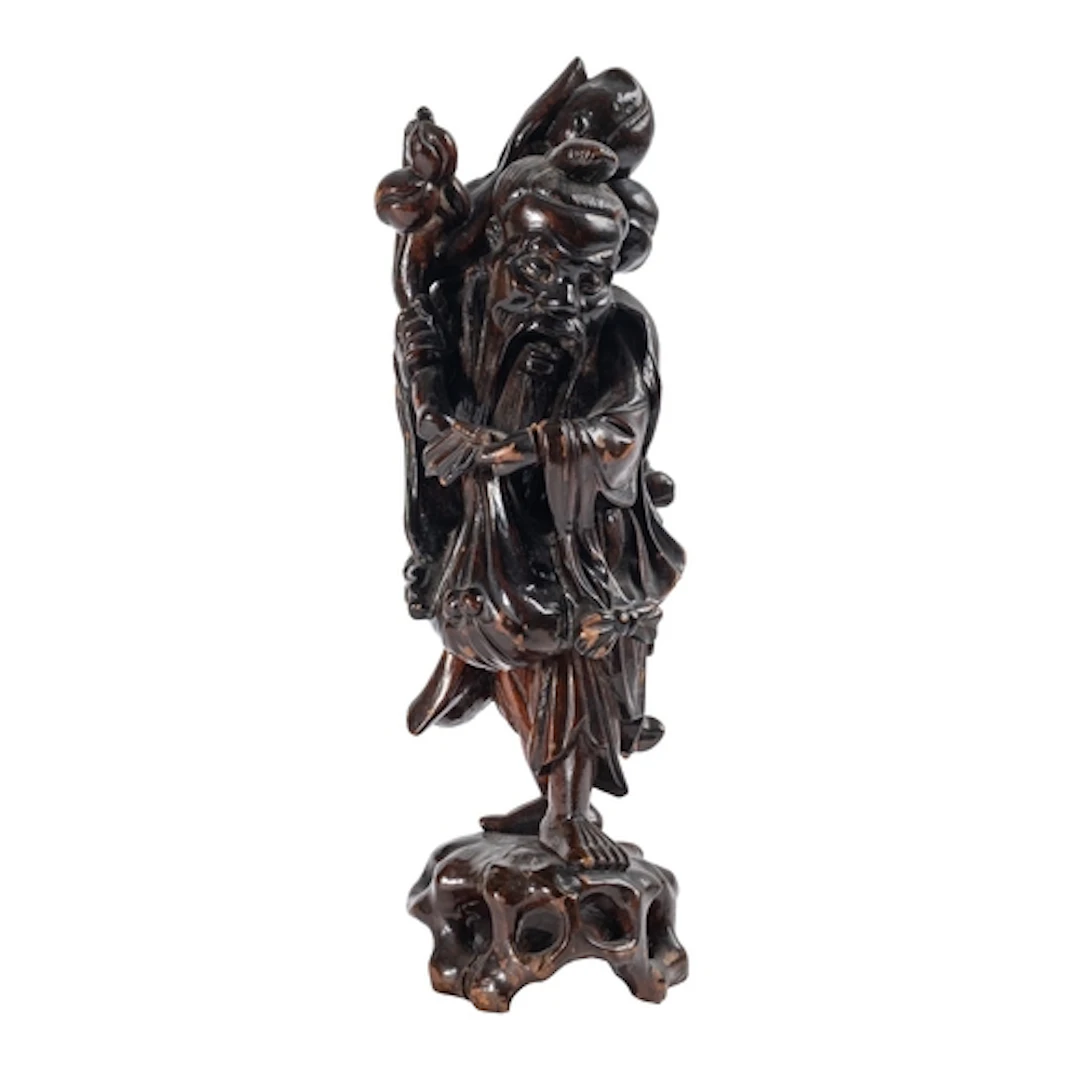 A Chinese carved hardwood figure of an Immortal, 40cm
