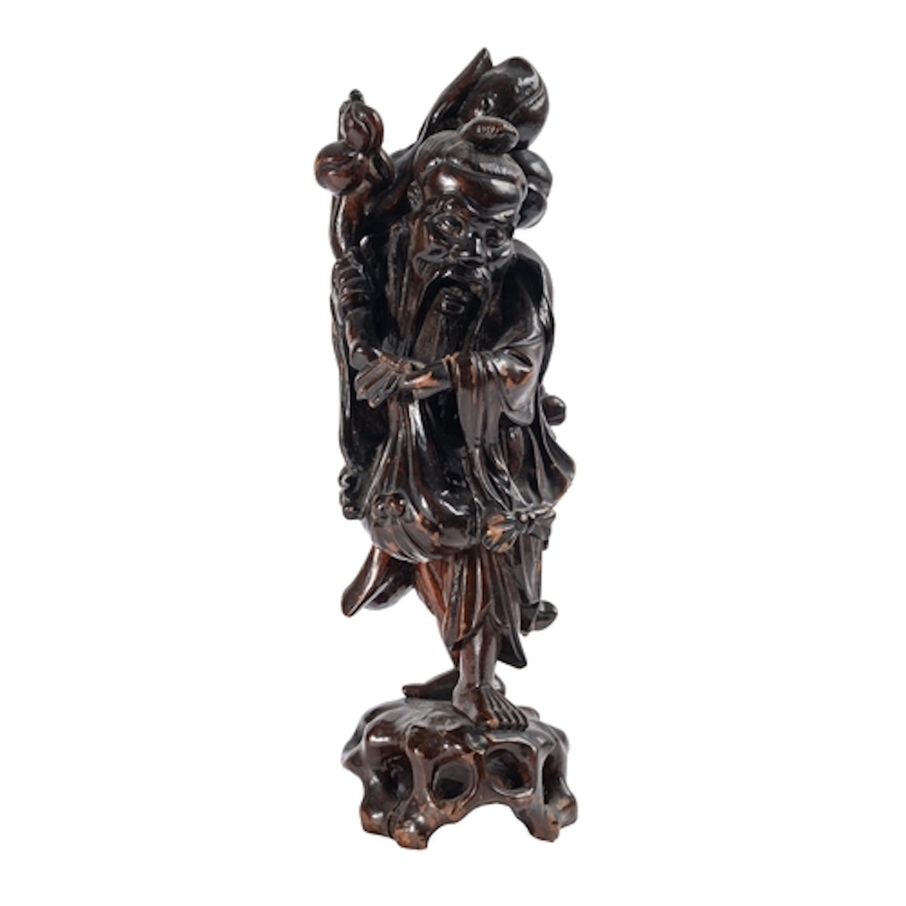 A Chinese carved hardwood figure of an Immortal, 40cm