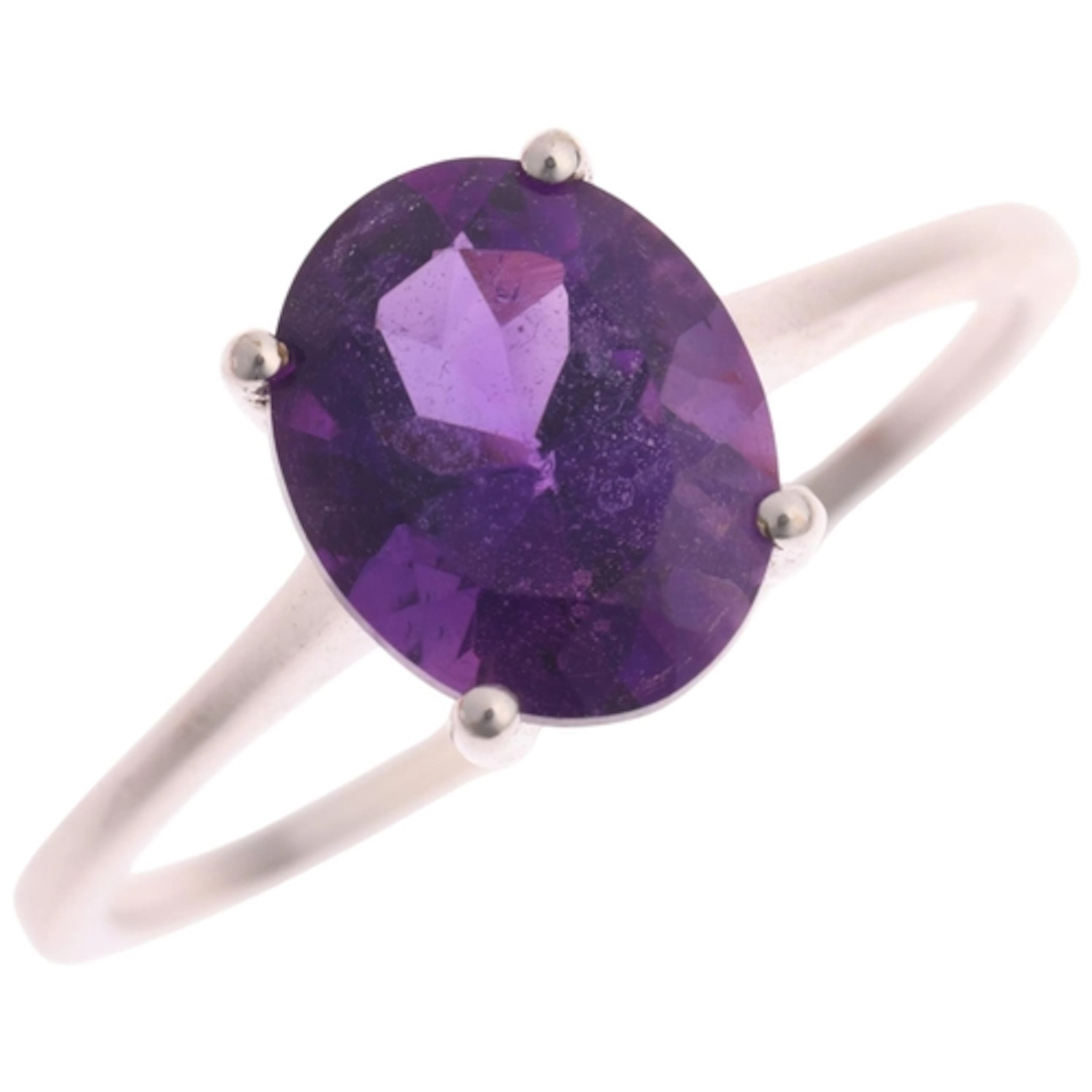 A 9ct white gold single stone amethyst ring, TGGC, Birmingha...