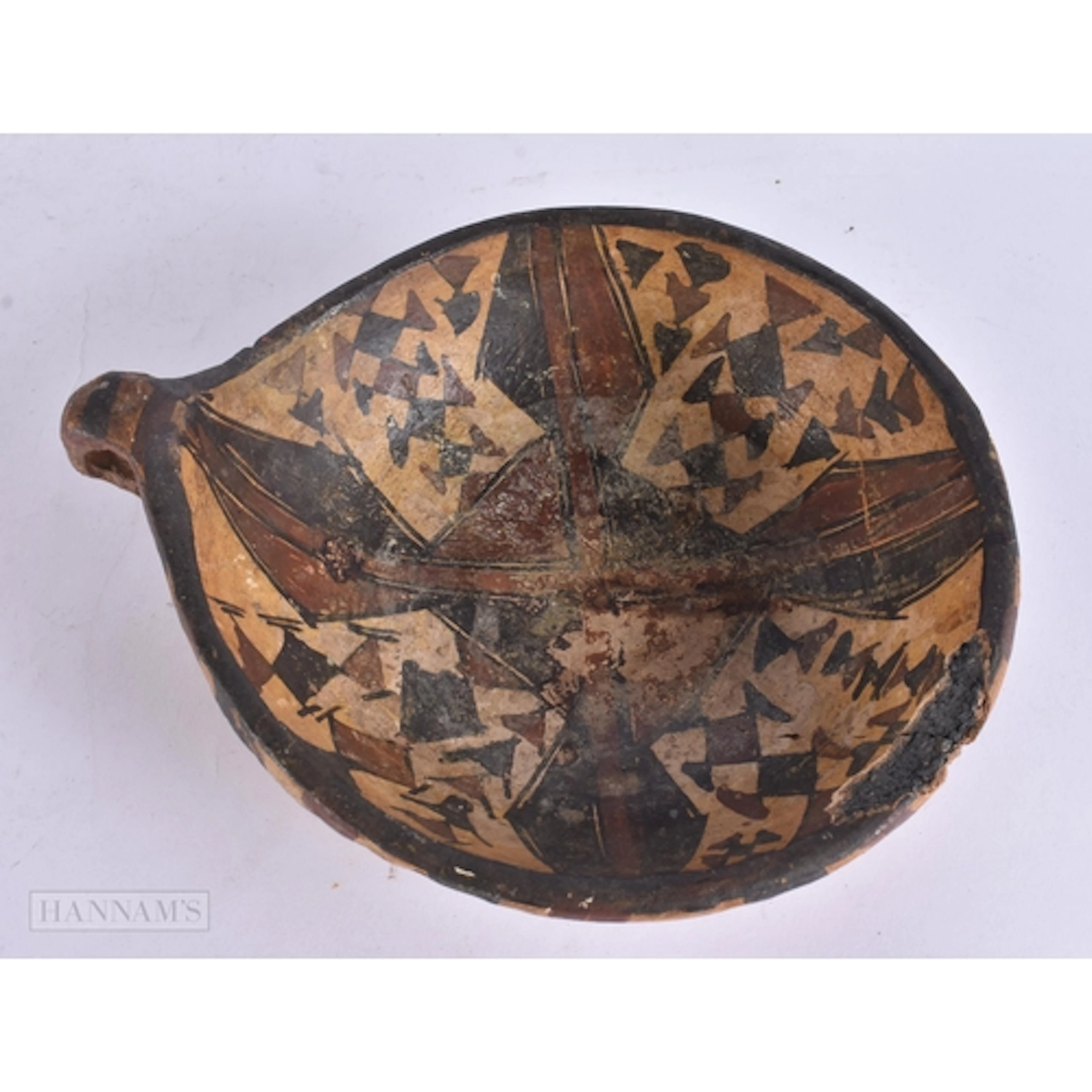 AN UNUSUAL PAINTED TERRACOTTA BOWL possibly antiquity and So...