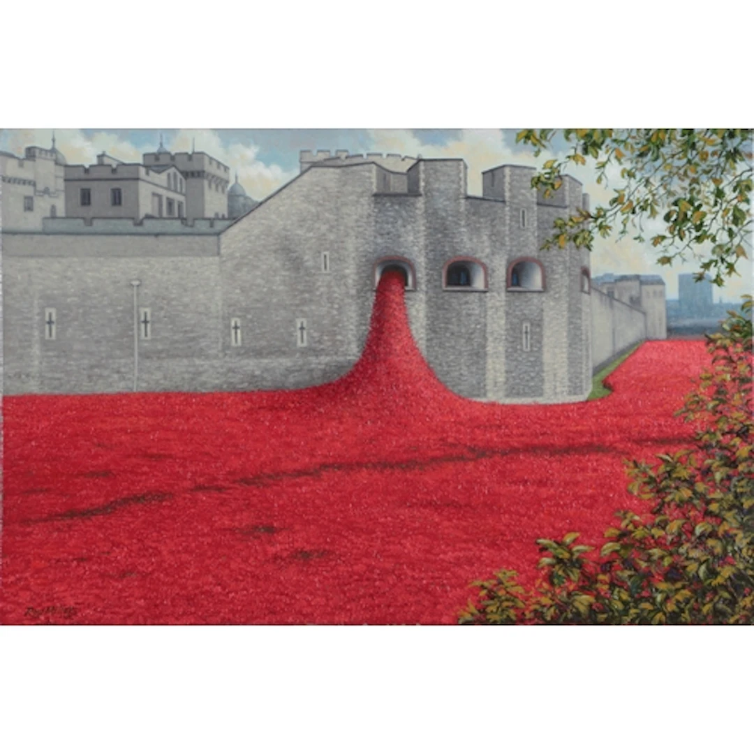 Roy Miller ((b. 1938)) 'Poppies at the Tower' 2015, signed ...