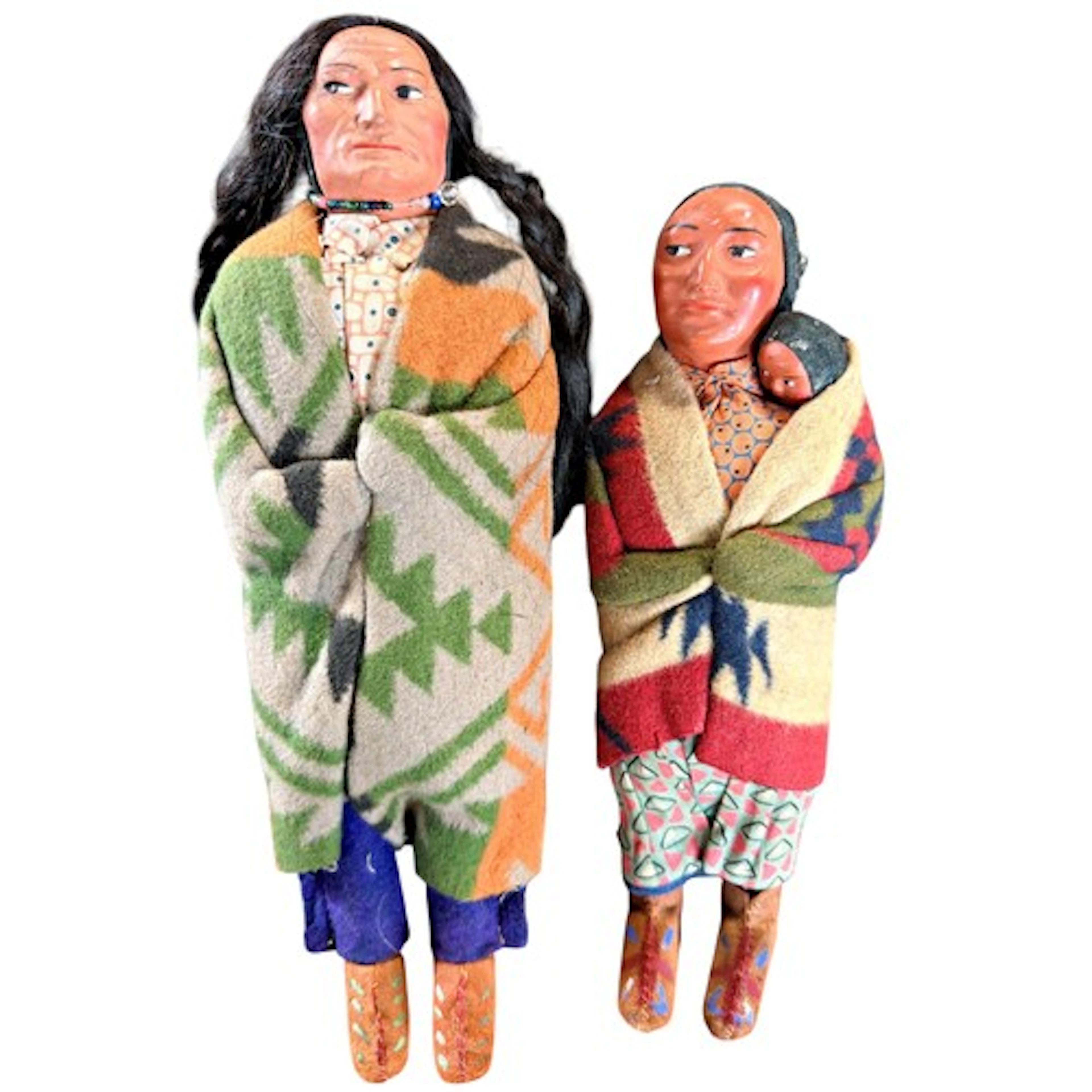 A pair or 'family' of Native American fabric dolls, 32cm