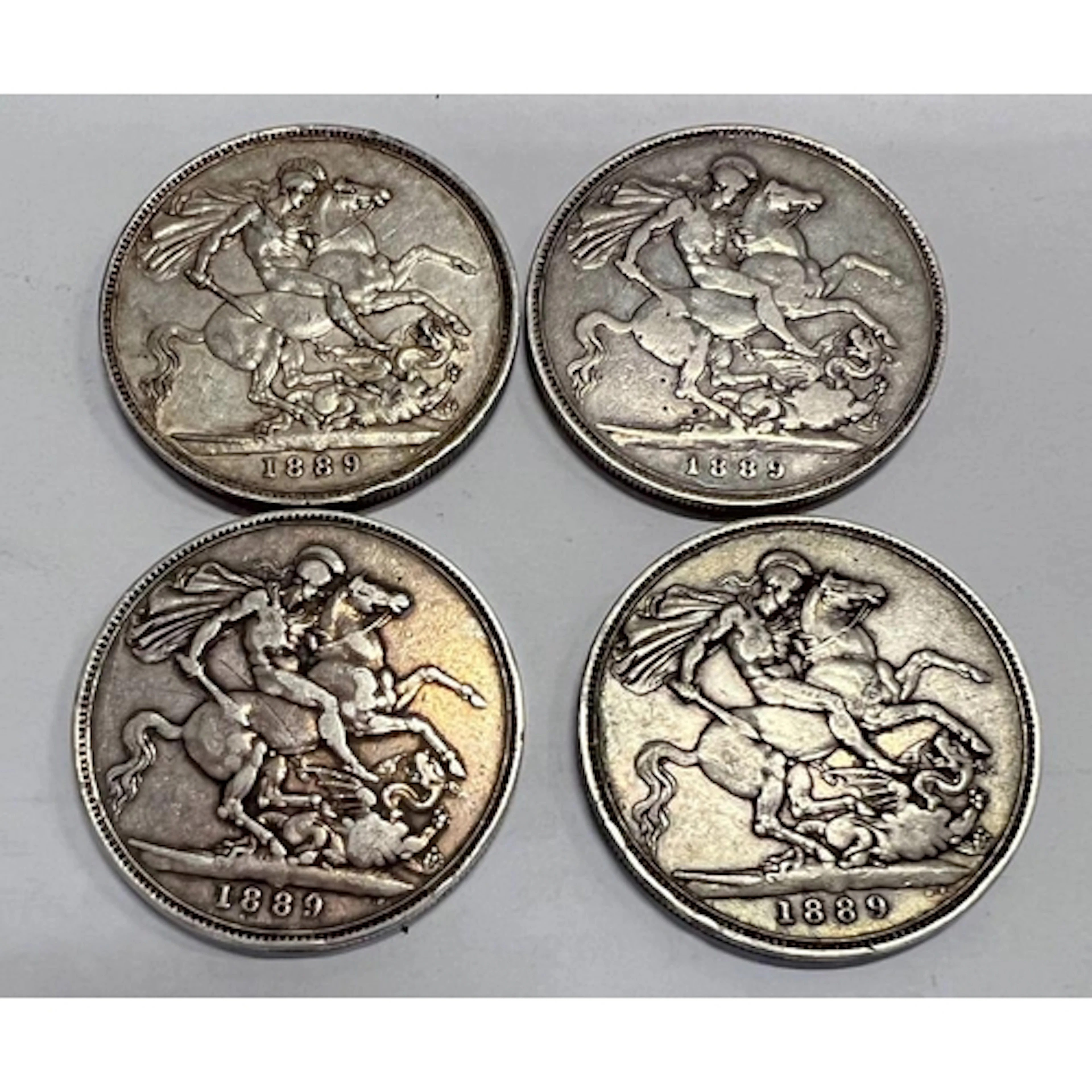4 BRITISH 1889 SILVER CROWNS