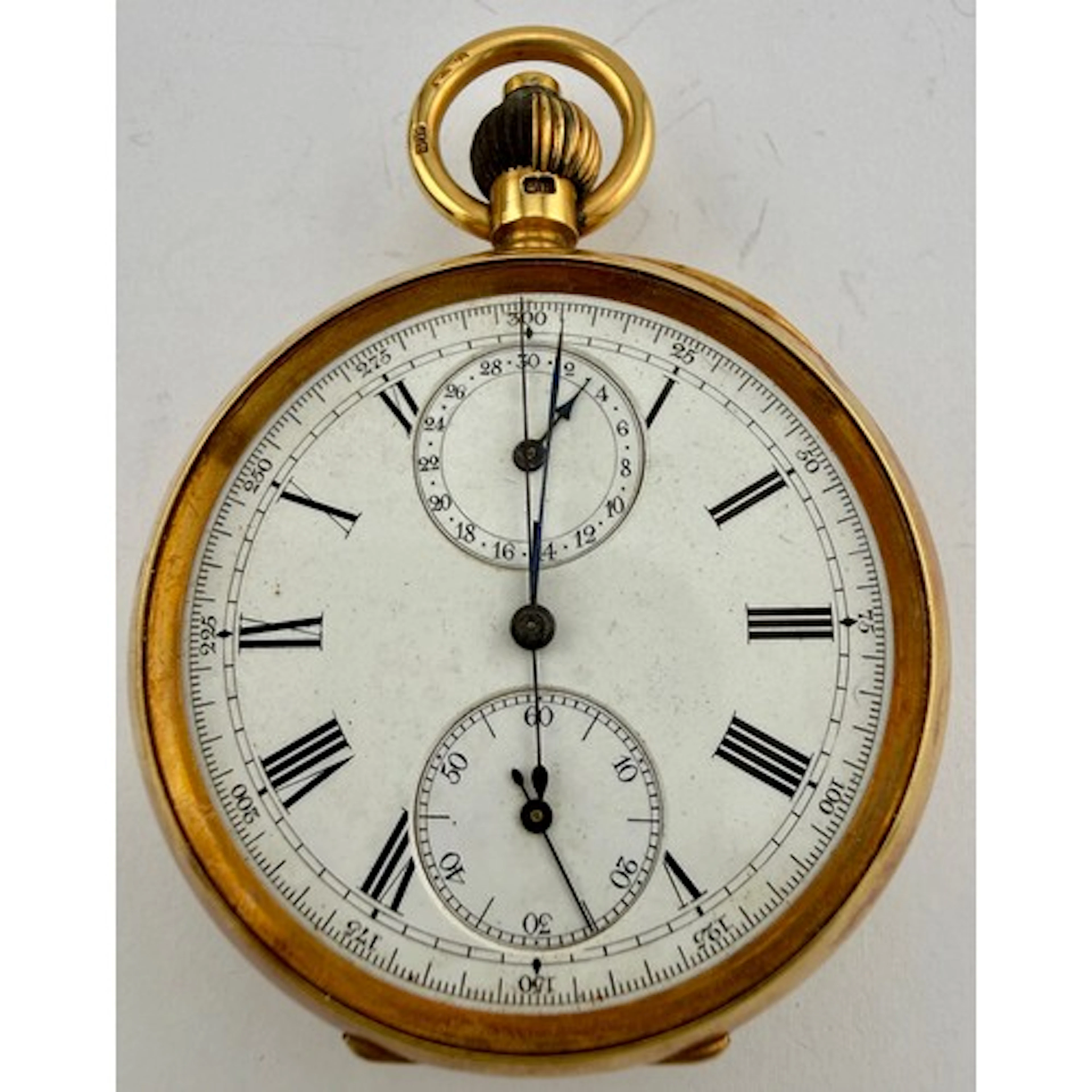 An 18 carat gold cased pocket watch with two subsidiary dial...