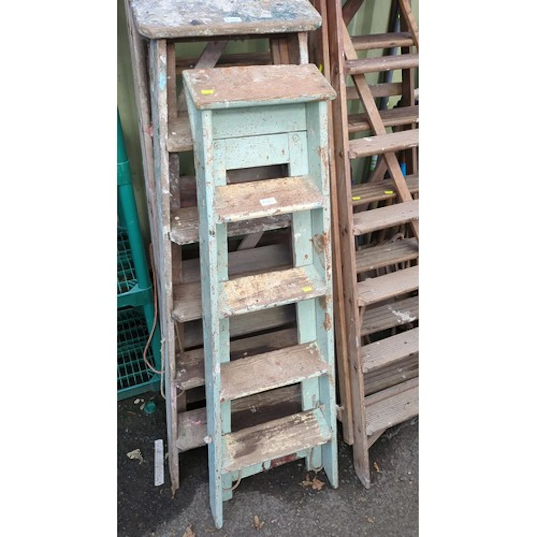 Painted wooden folding steps