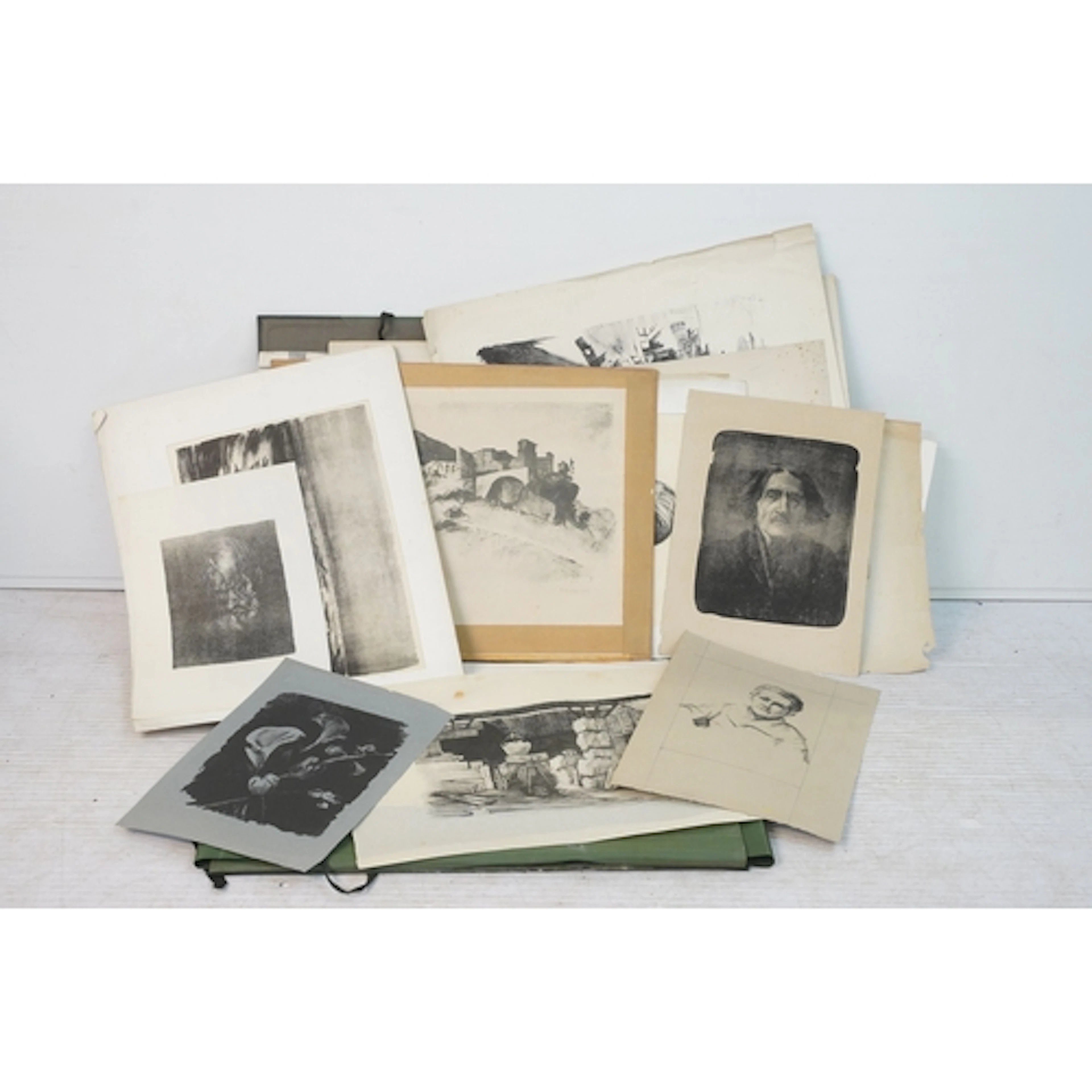 Folio containing various artists, including portraits, lands...