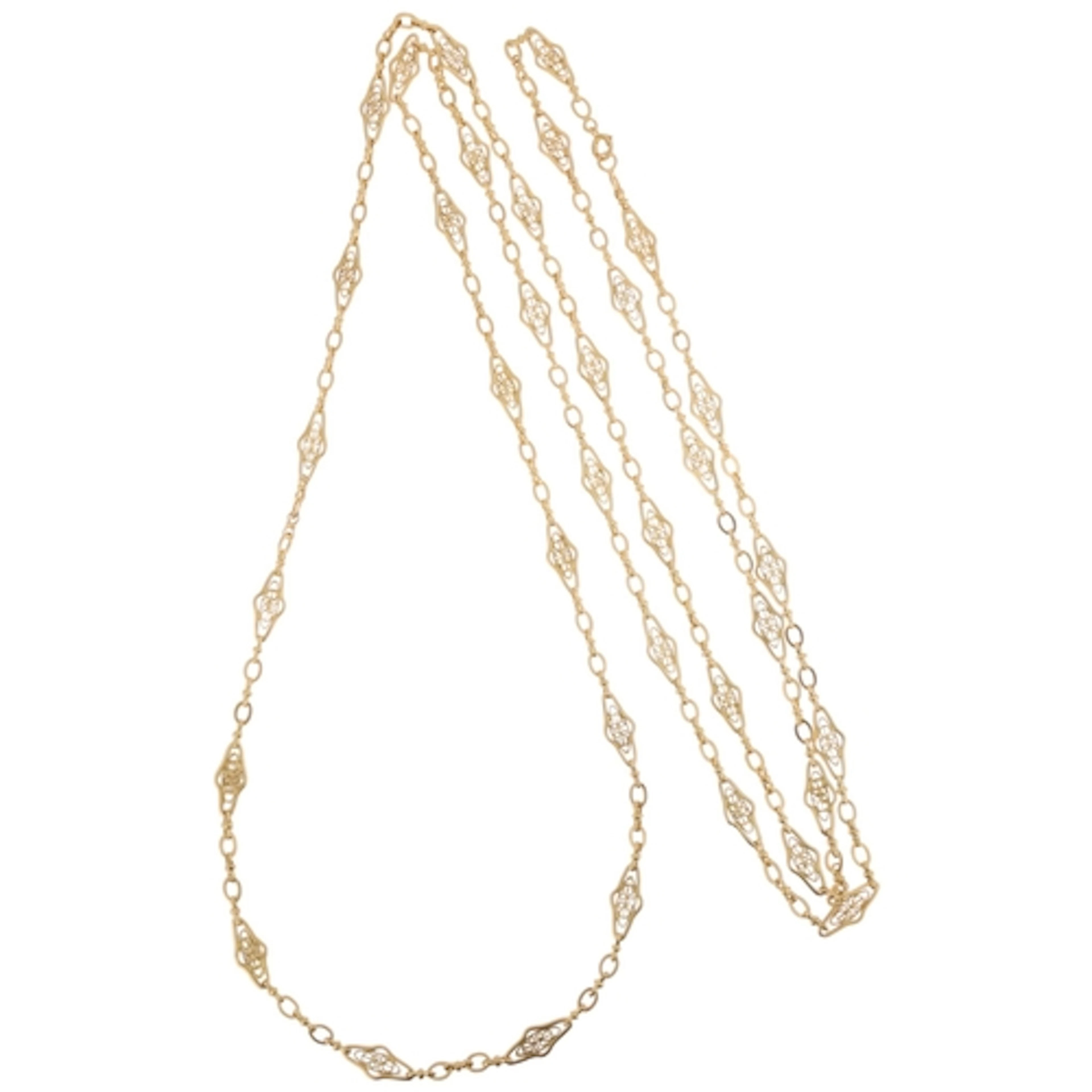 An Antique French 18ct gold fancy link long guard chain neck...