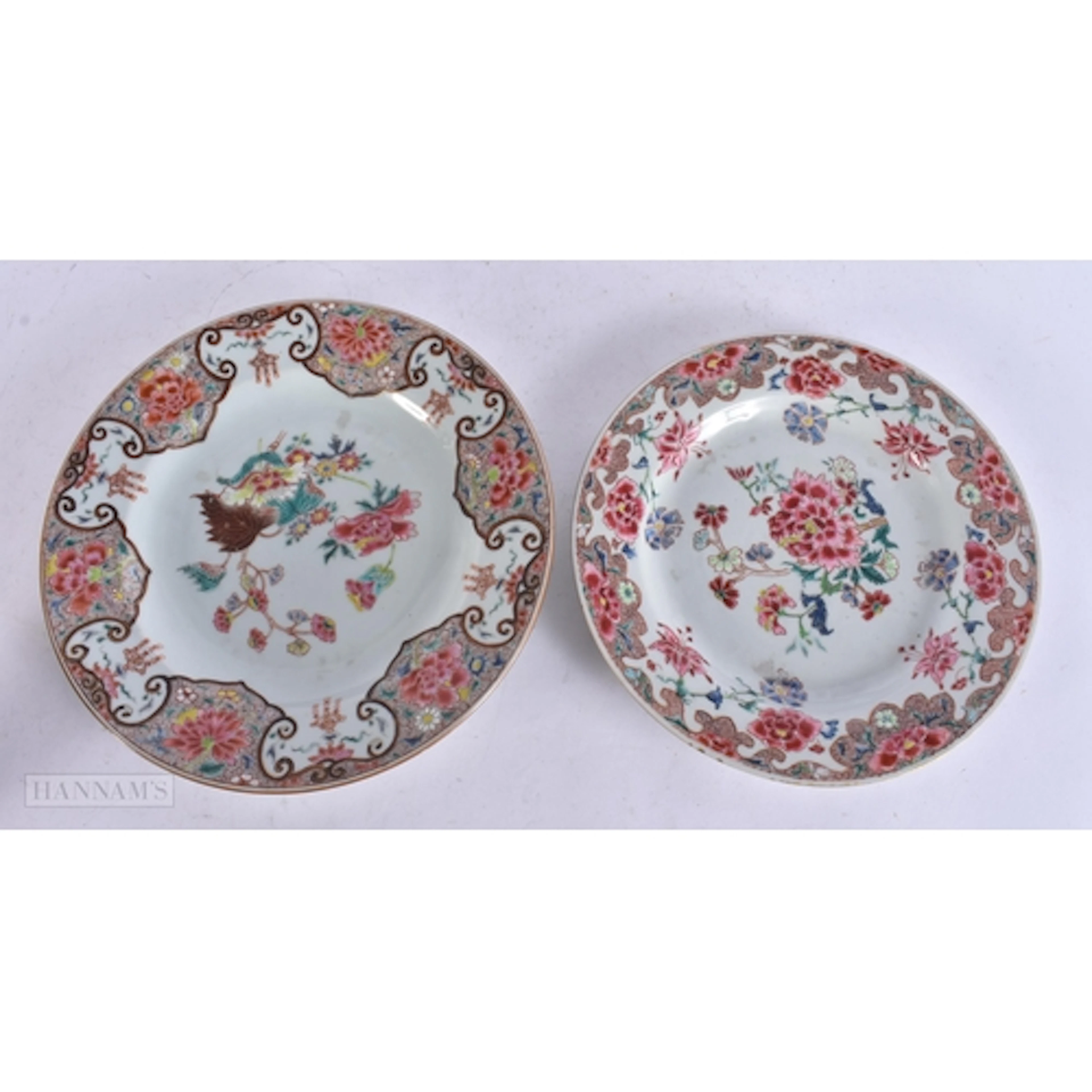 TWO EARLY 18TH CENTURY CHINESE FAMILLE ROSE PORCELAIN DISHES...