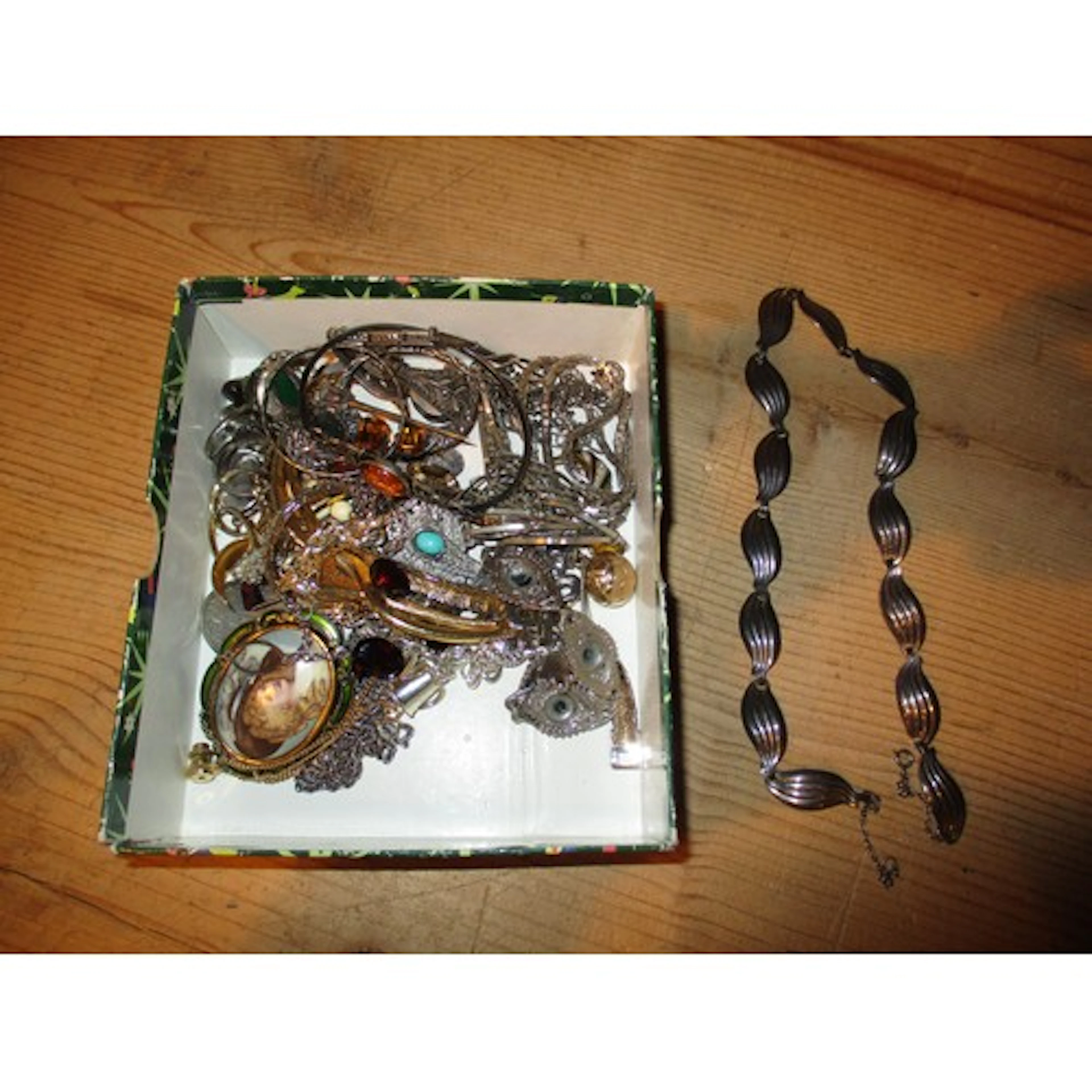 Danish Silver Leaf Pattern Necklace, Textured Silver Locket ...