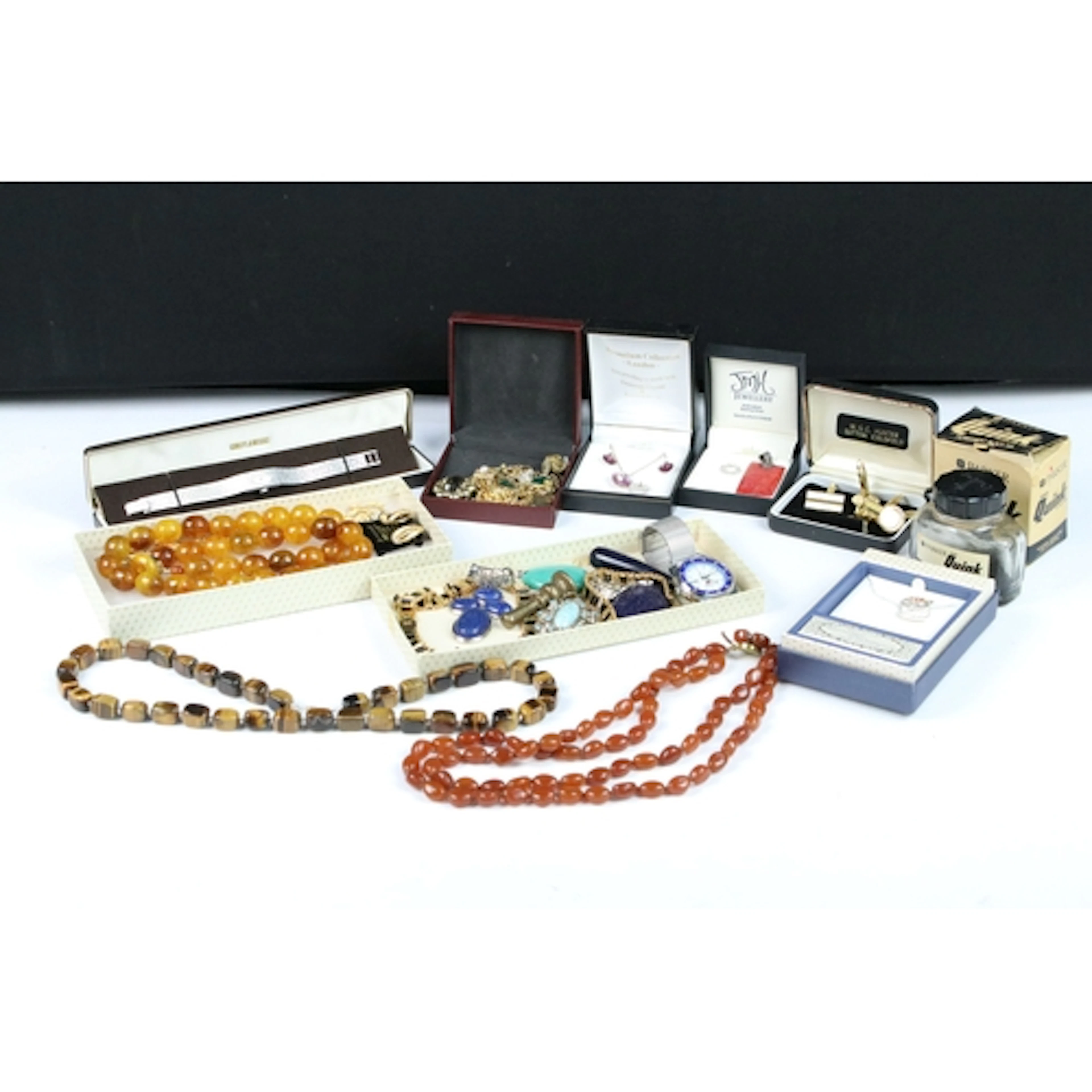 Mixed costume jewellery to include sterling silver examples,...
