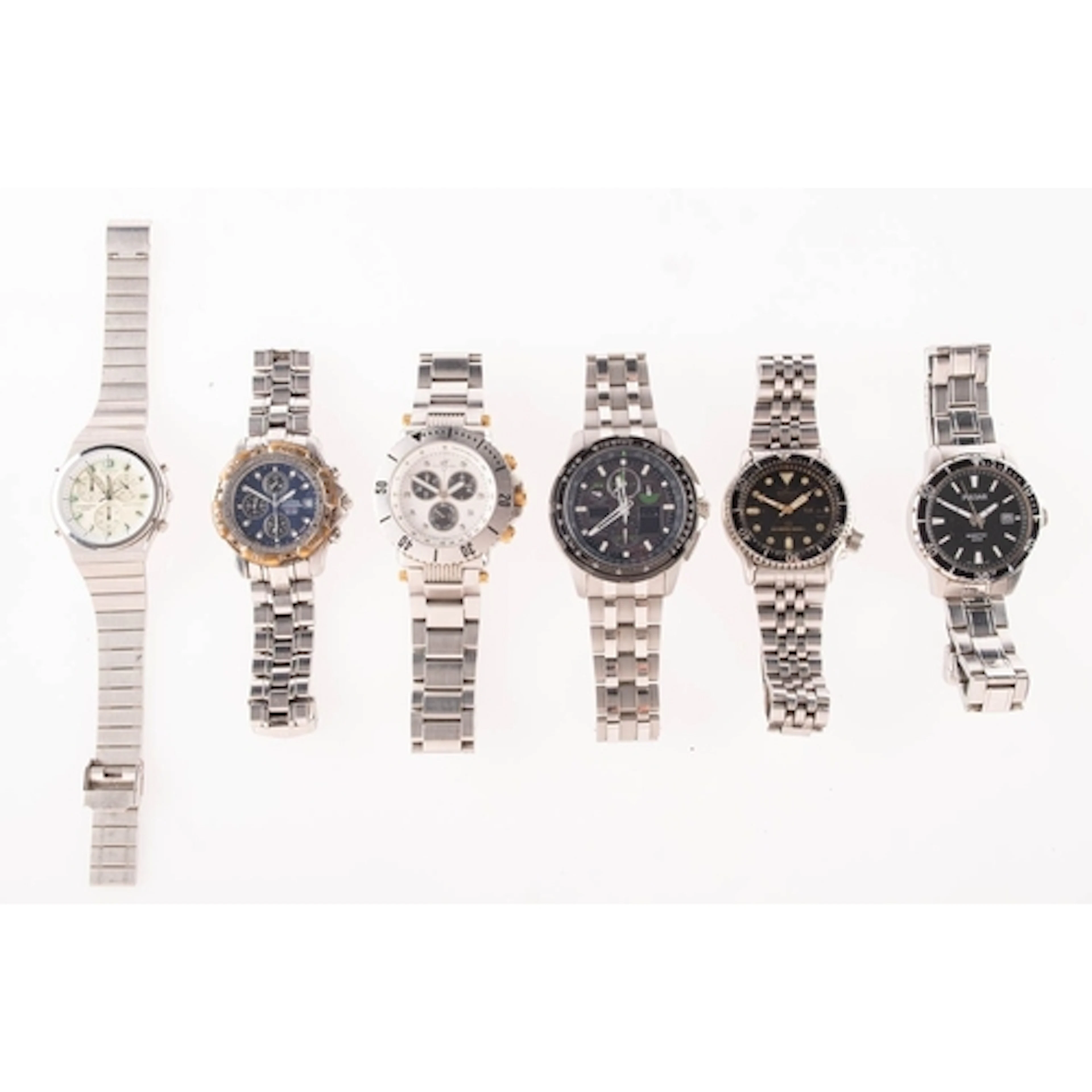Six gentleman's wrist watches to include Citizen Skyhawk Eco...
