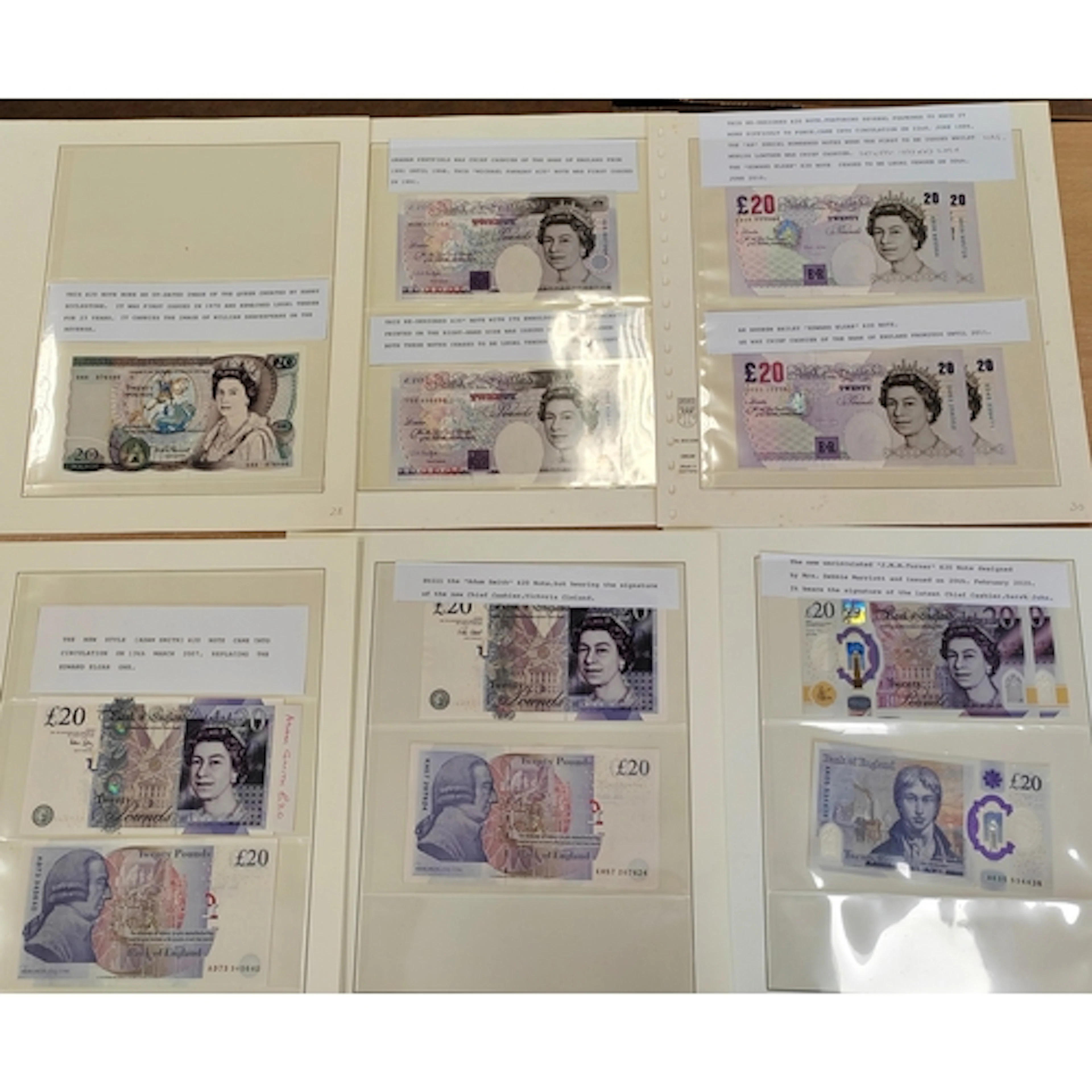 Collection of uncirculated £20 banknotes includes D.H.F Some...