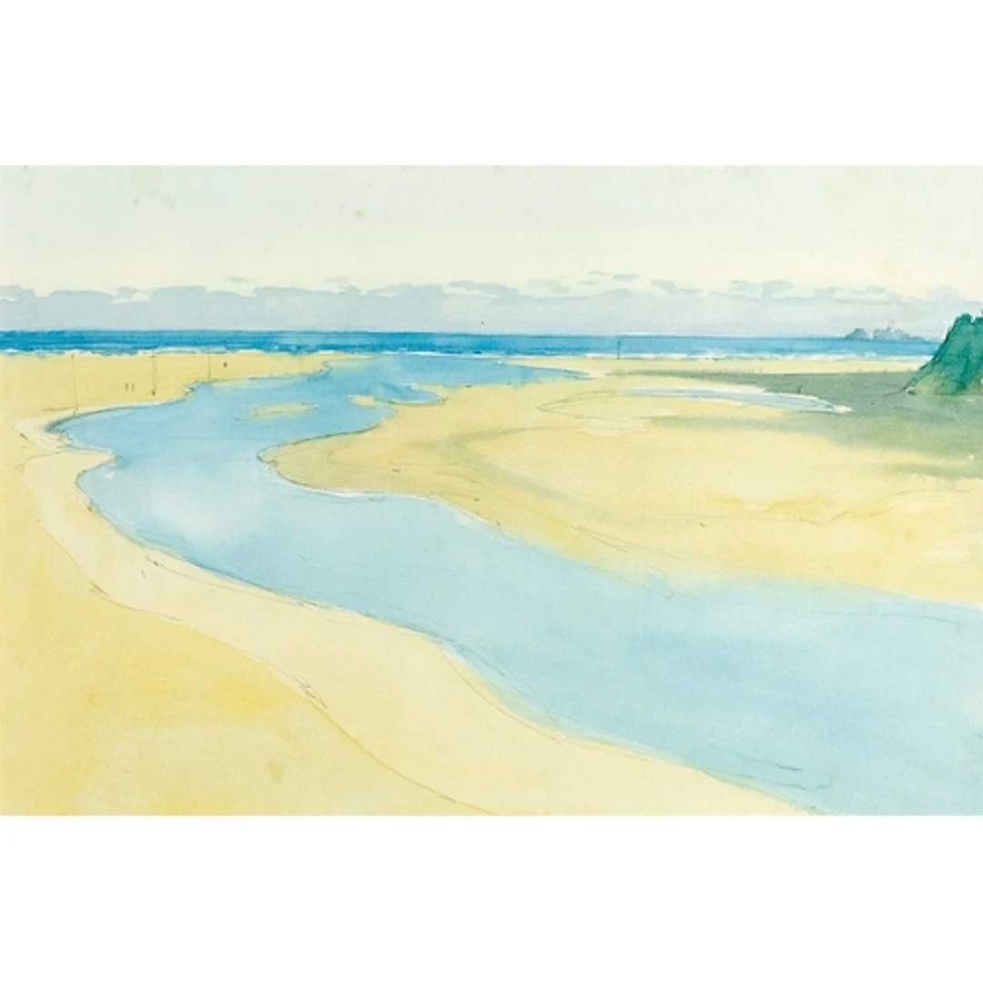 § John MILLER (1931-2002) Godrevy Lighthouse from the Hayle ...