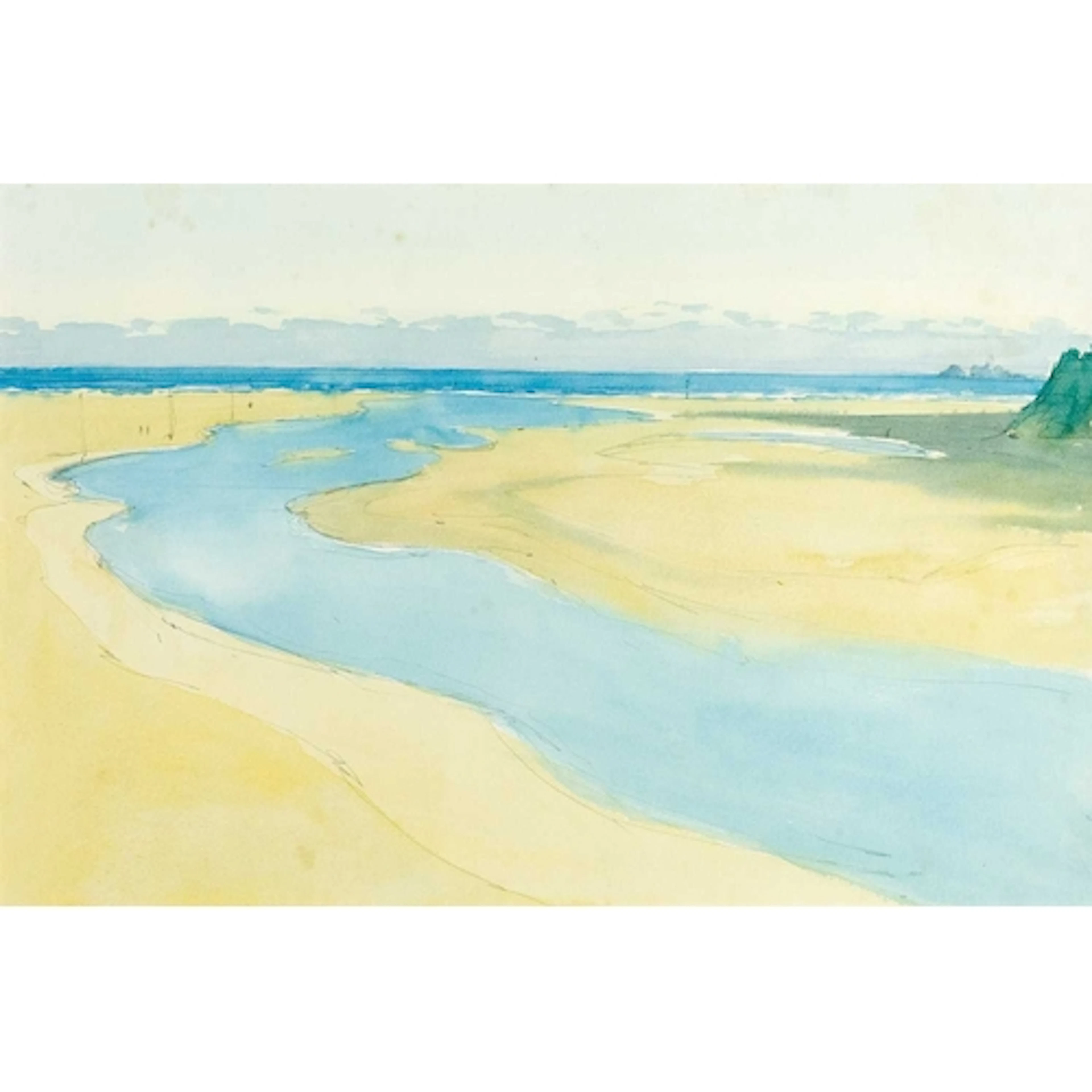 § John MILLER (1931-2002) Godrevy Lighthouse from the Hayle ...