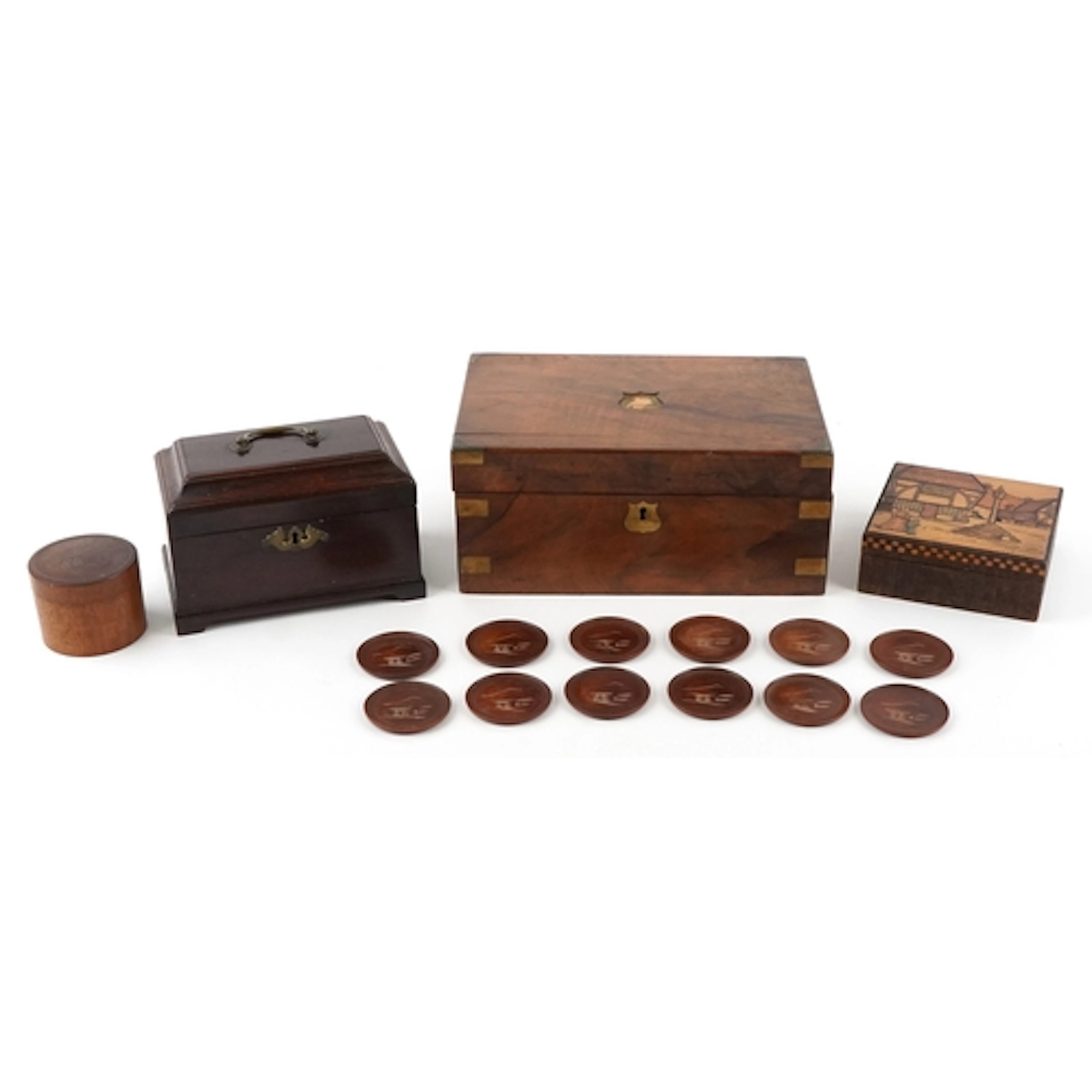 19th century and later wooden boxes including a mahogany bra...