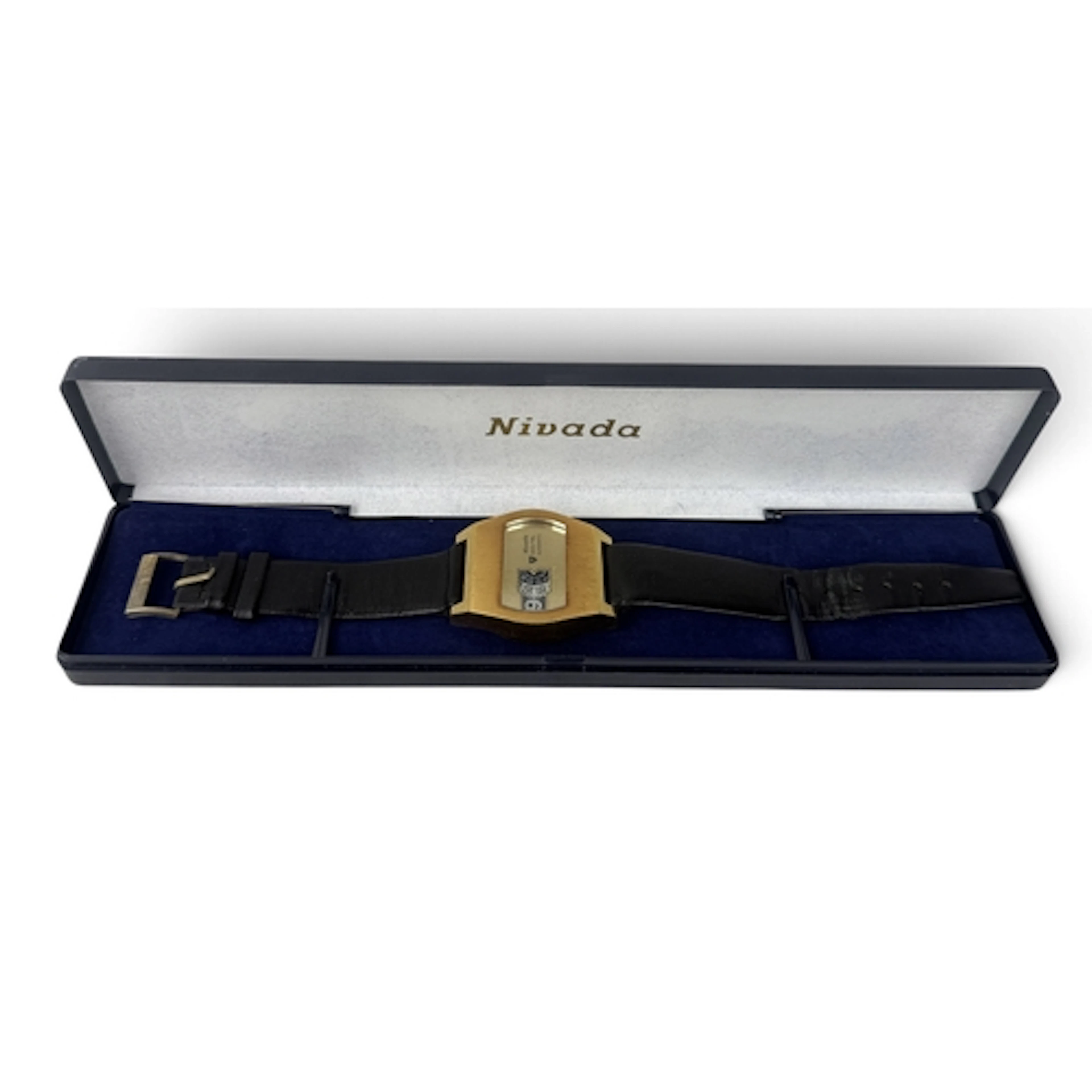 NIVADA DIGITAL AUTOMATIC WRIST WATCH, IN BRUSHED GILT METAL ...