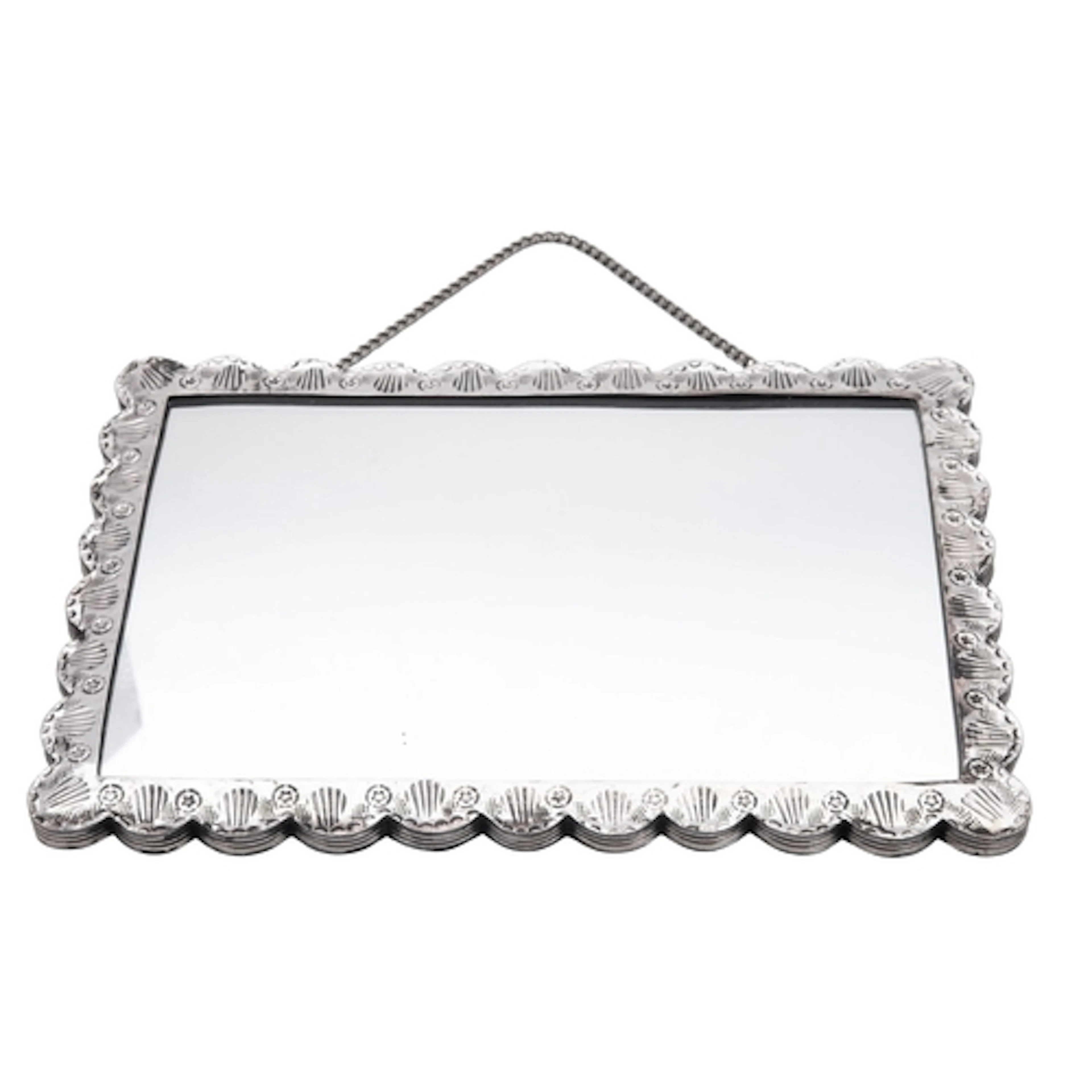 A 20th century Turkish silver mounted mirror, of shaped rect...