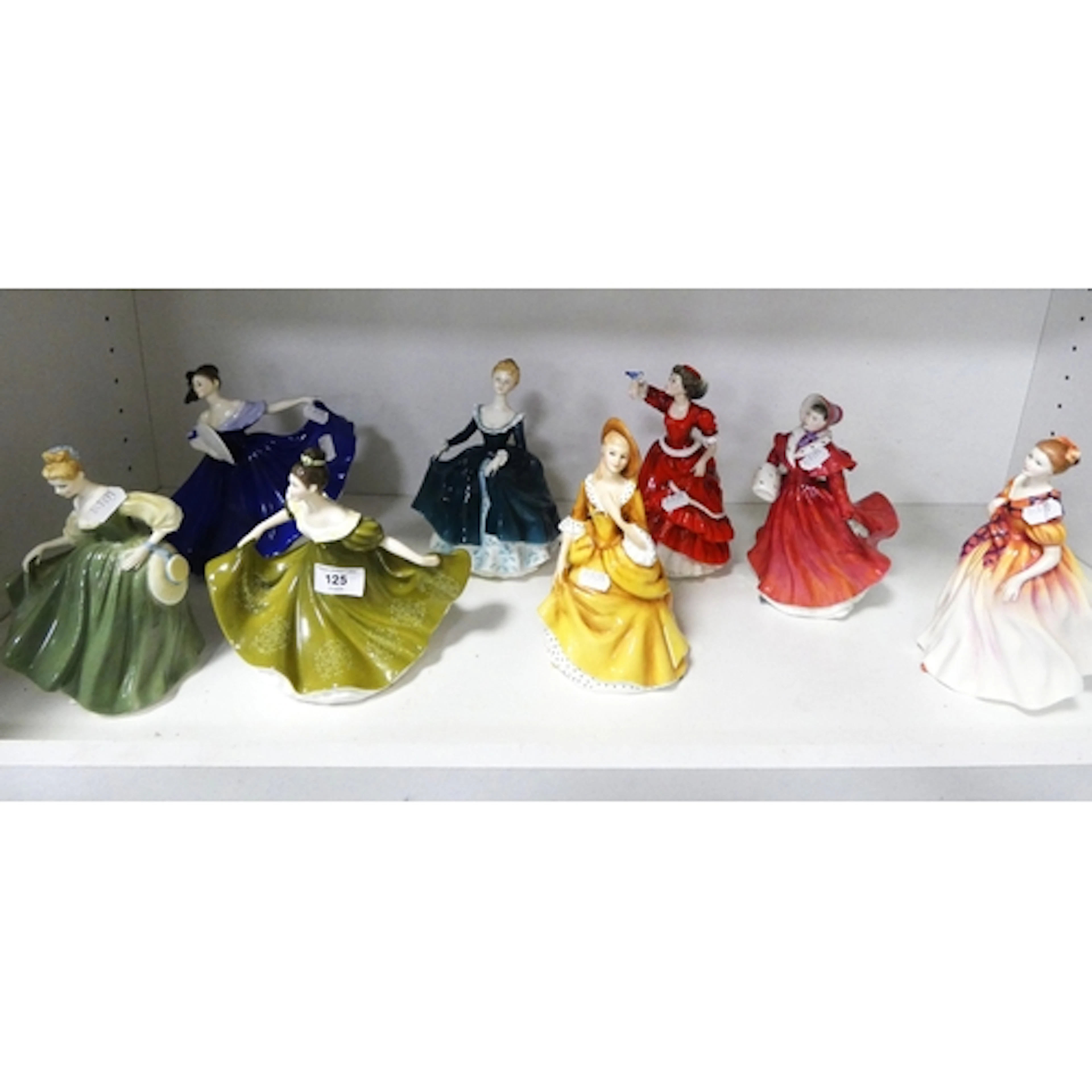 Group of eight Royal Doulton figurines to include Janine, Fa...