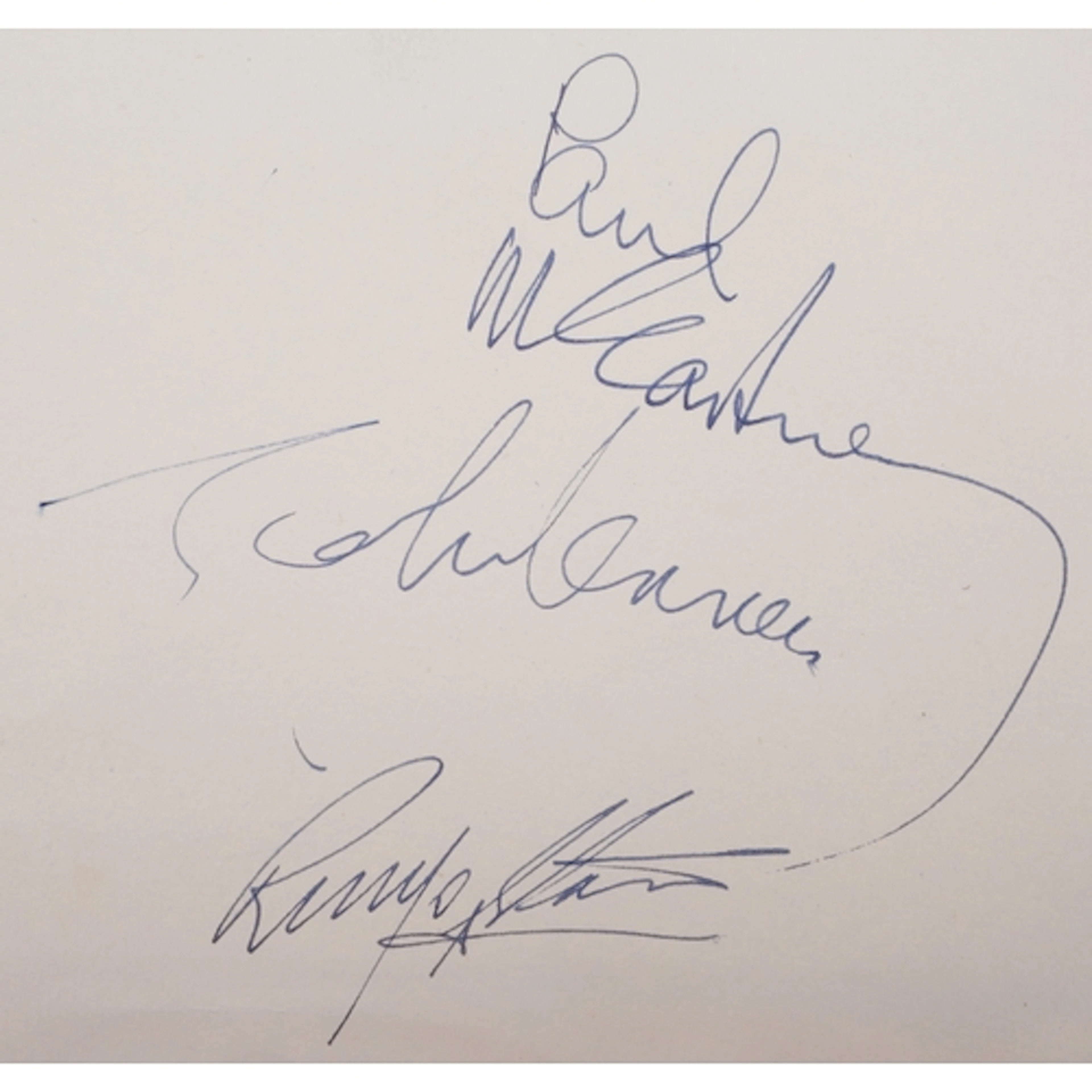 THE BEATLES - SET OF AUTOGRAPHS.A piece of folded paper with...