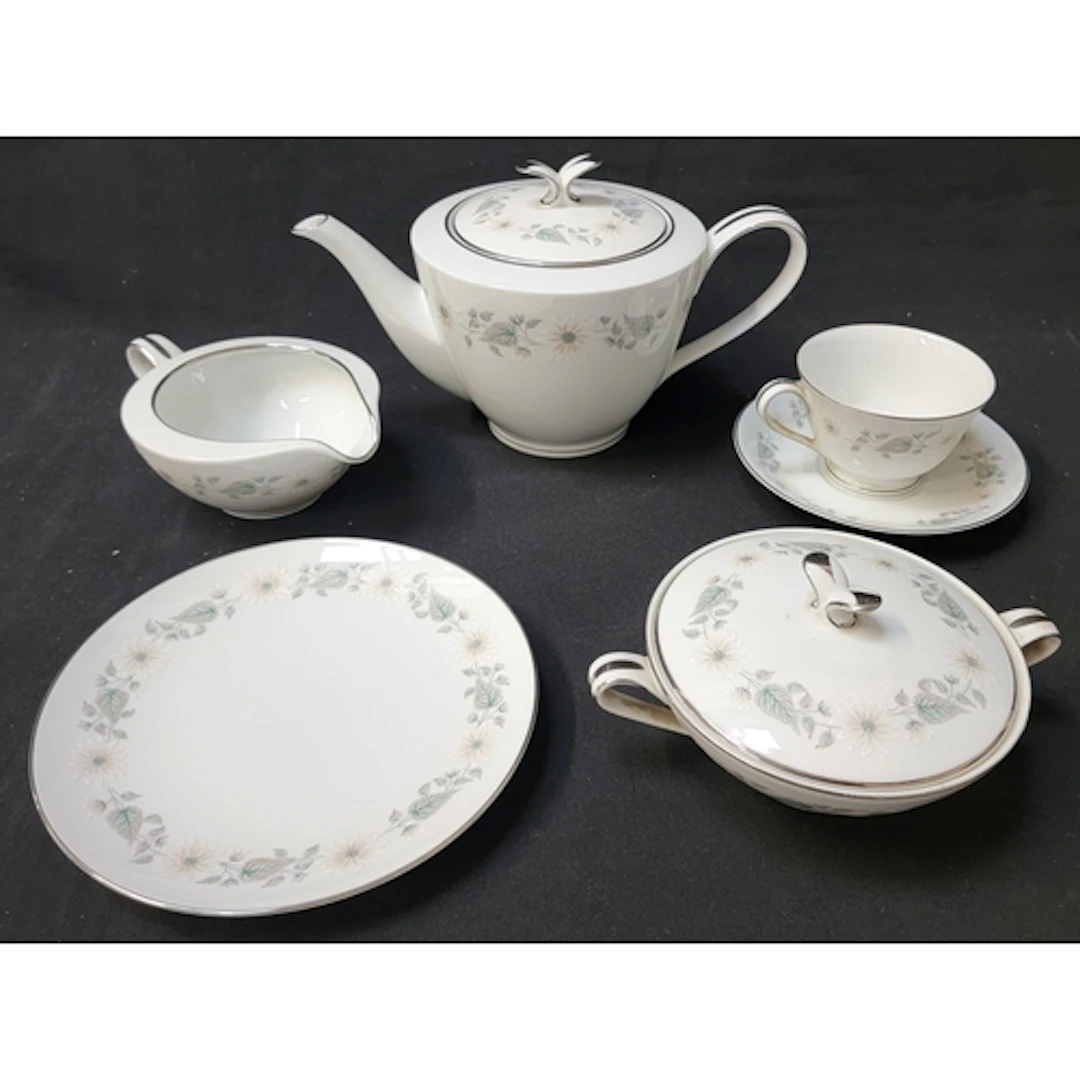 NORTIAKE WELLESLEY TEA SET featuring floral motif on white g...